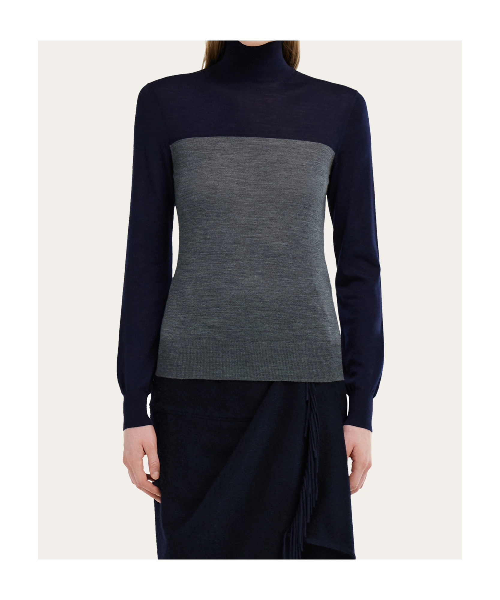 Ferragamo Colour-block High-neck Sweater In Blue