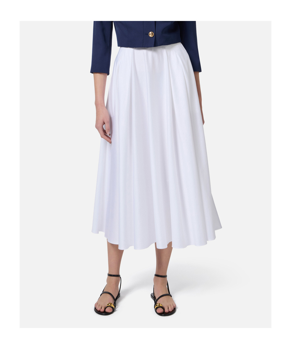 Elisabetta Franchi Satin Skirt With Belt In White