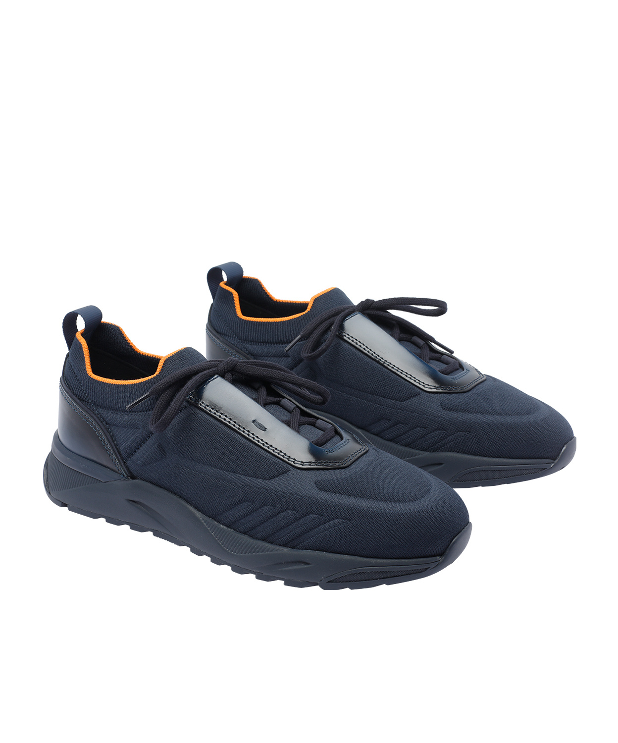 Santoni Low Top Sneakers Contrast Trim In Blue