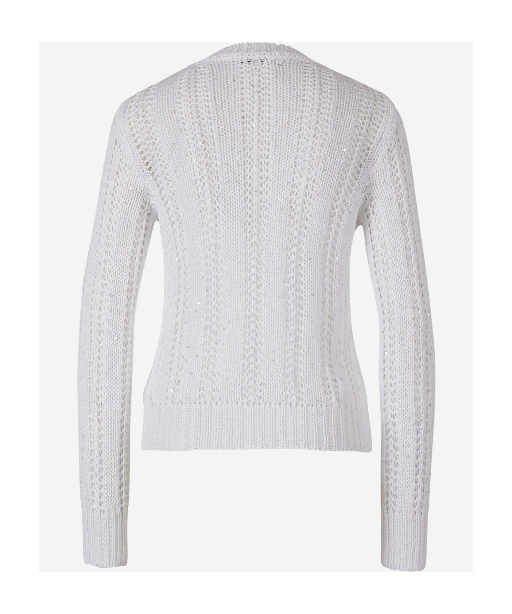 Peserico Sequinned Open-knit Sweater In White
