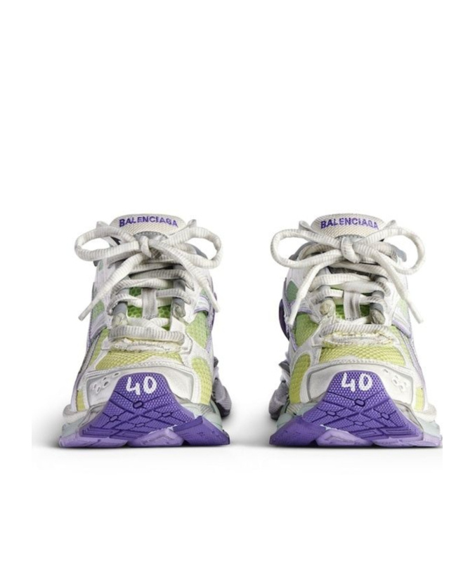 Shop Balenciaga Women's Runner Gradient Sneaker In White/grey/purple/neon Yellow In White, Gray, Purple And Neon Yellow