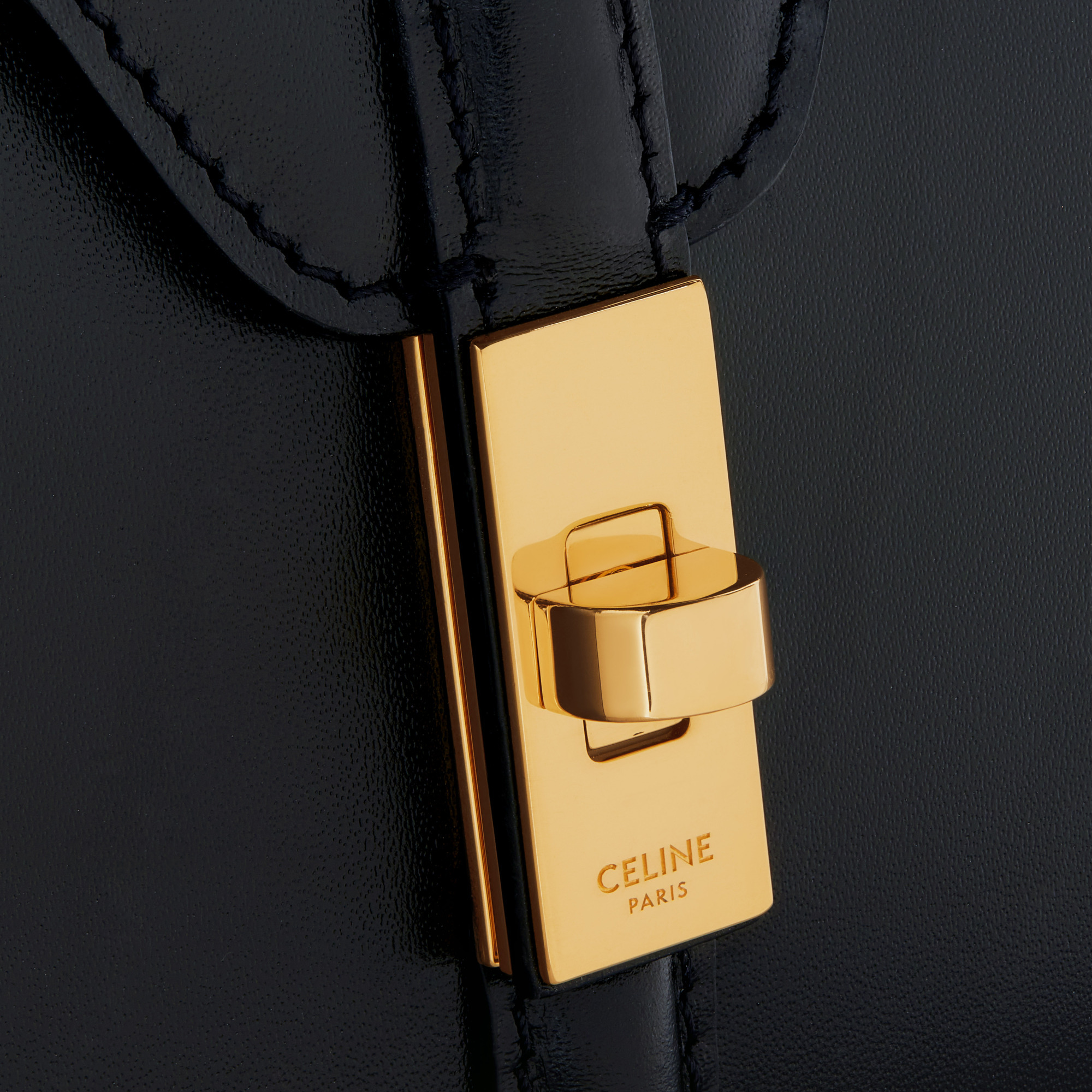 Celine Mini 16 Logo Detailed Shoulder Bag In Black