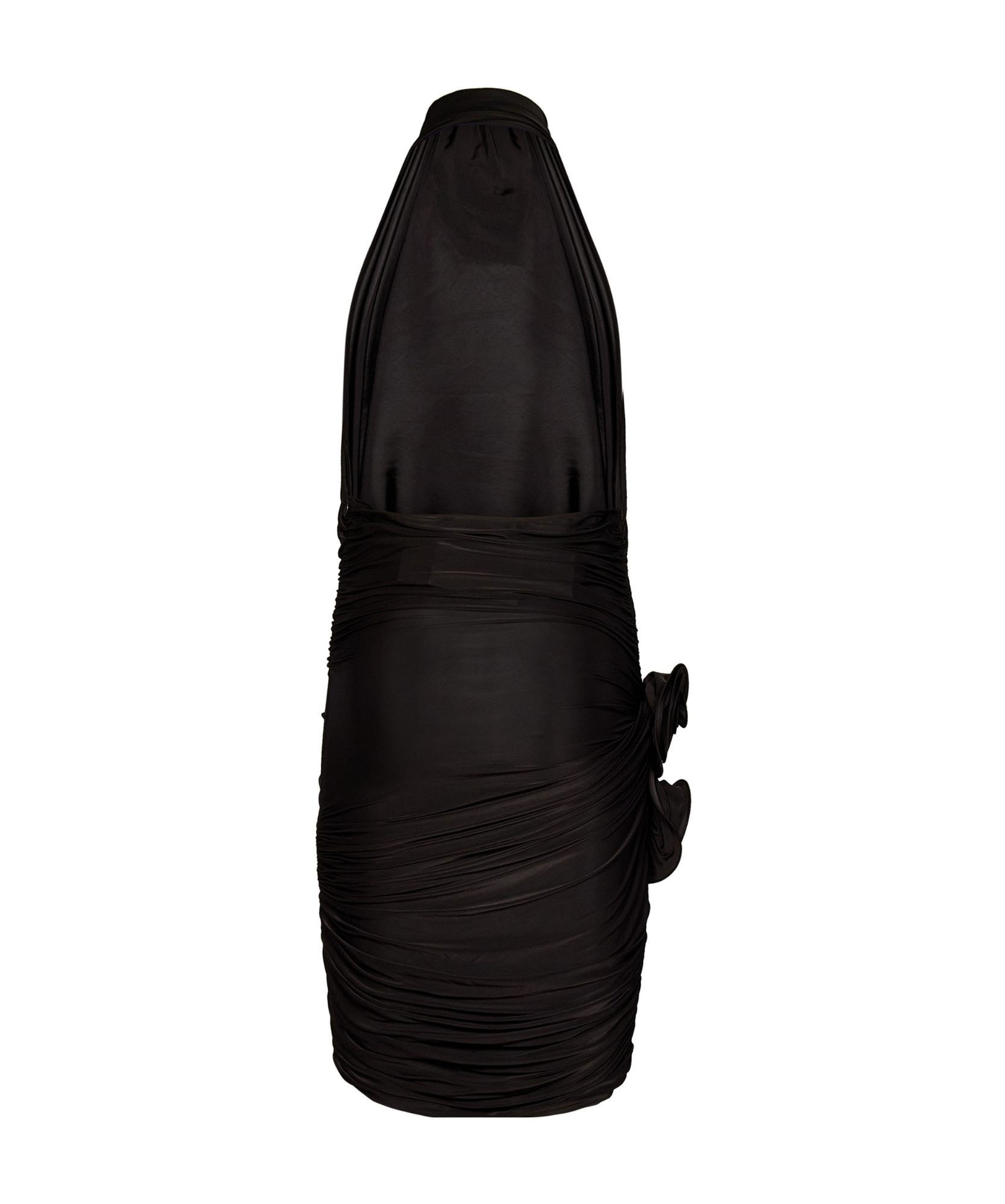 Magda Butrym Floral-appliqué Halterneck Silk Minidress In Black