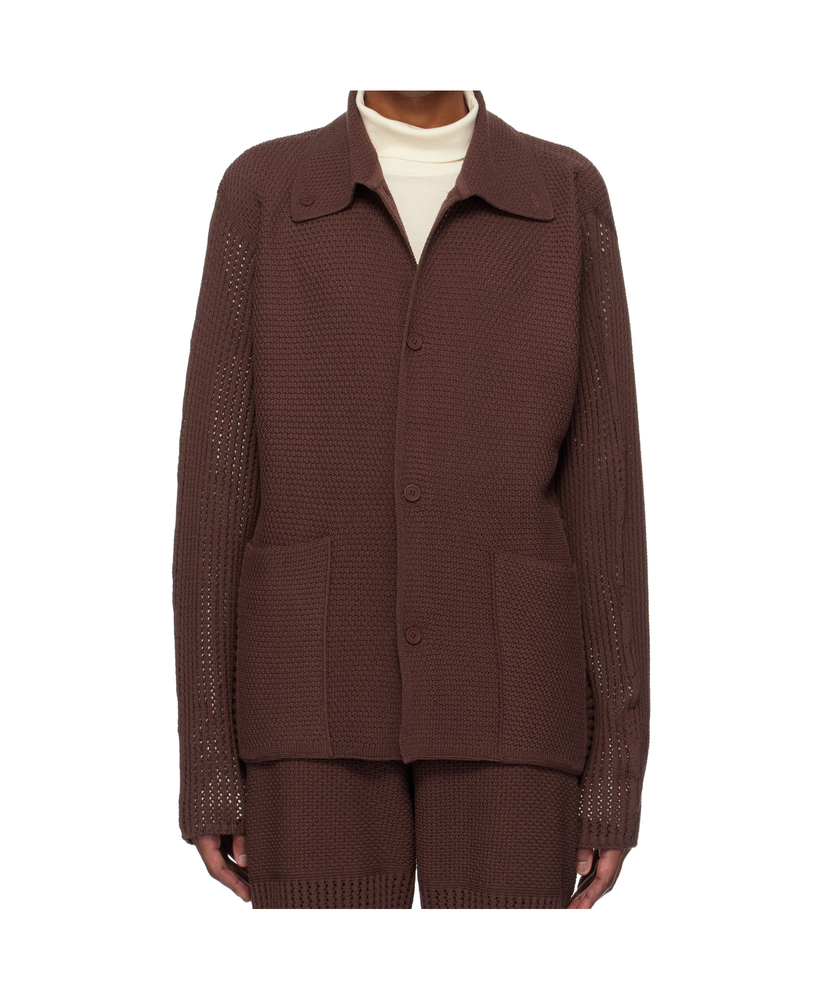 Issey Miyake Rustic Knit Cardigan In Red
