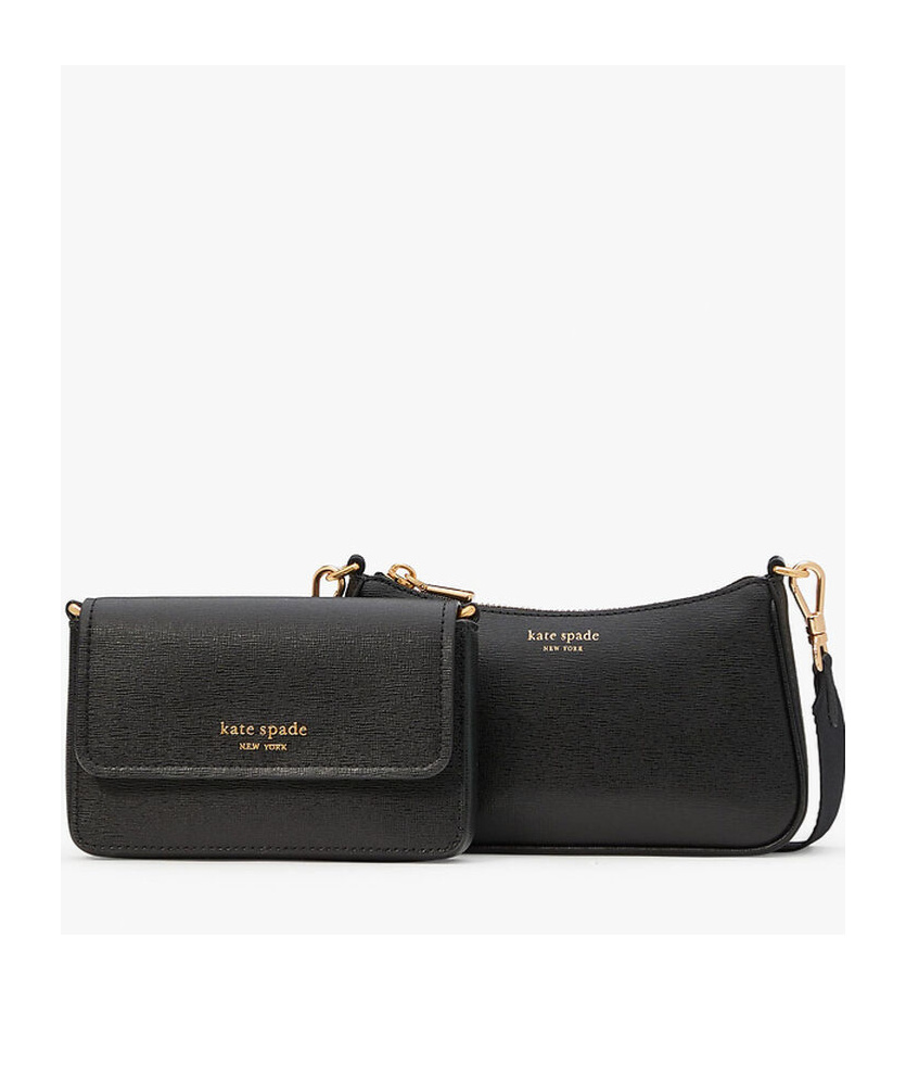 Kate Spade New York Morgan Double Up Saffiano Leather Crossbody Bag In Black