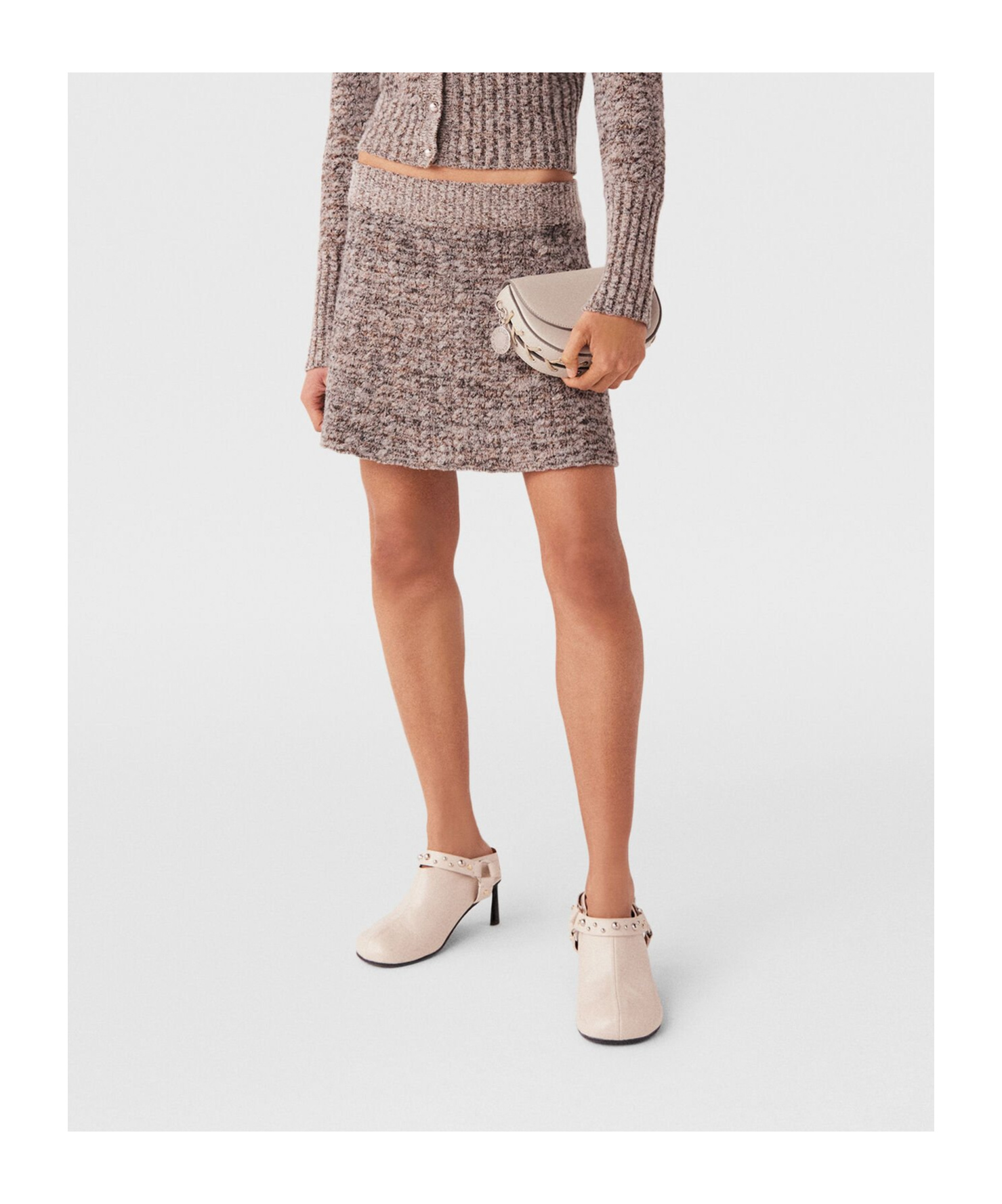 Stella Mccartney Ribbed Chunky Knit Mini Skirt In Brown