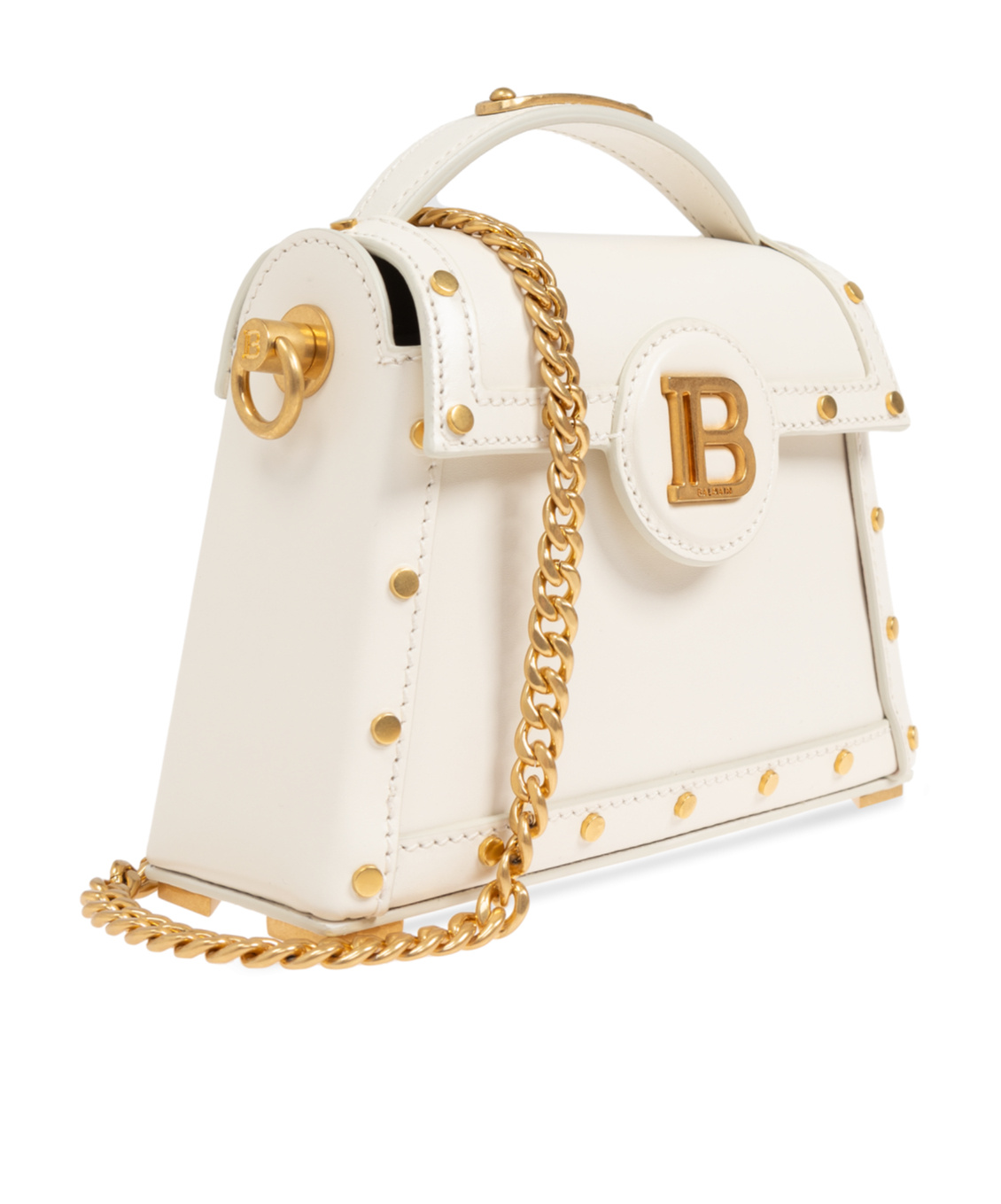 Balmain B-buzz Dynasty Leather Shoulder Bag In White