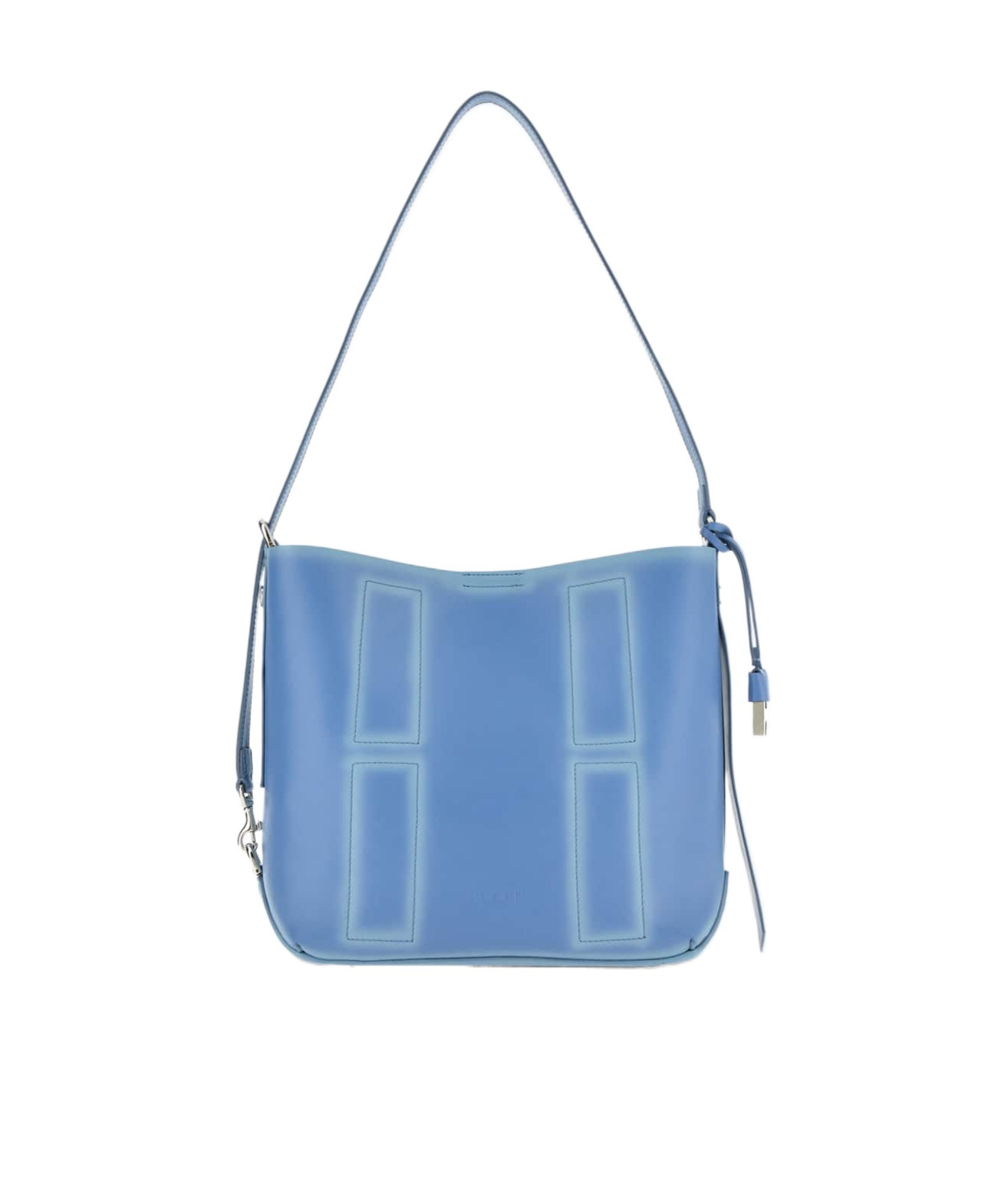 Hogan Cognac Blue Calf Leather Shoulder Bag In Light Blue