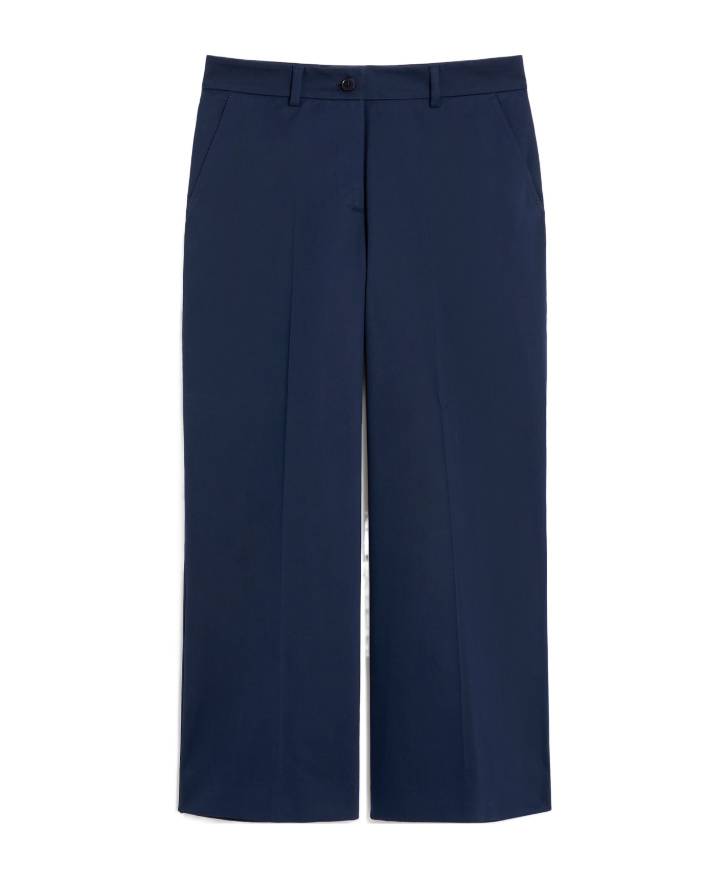 Weekend Max Mara Cotton Satin Cropped Trousers In Blue