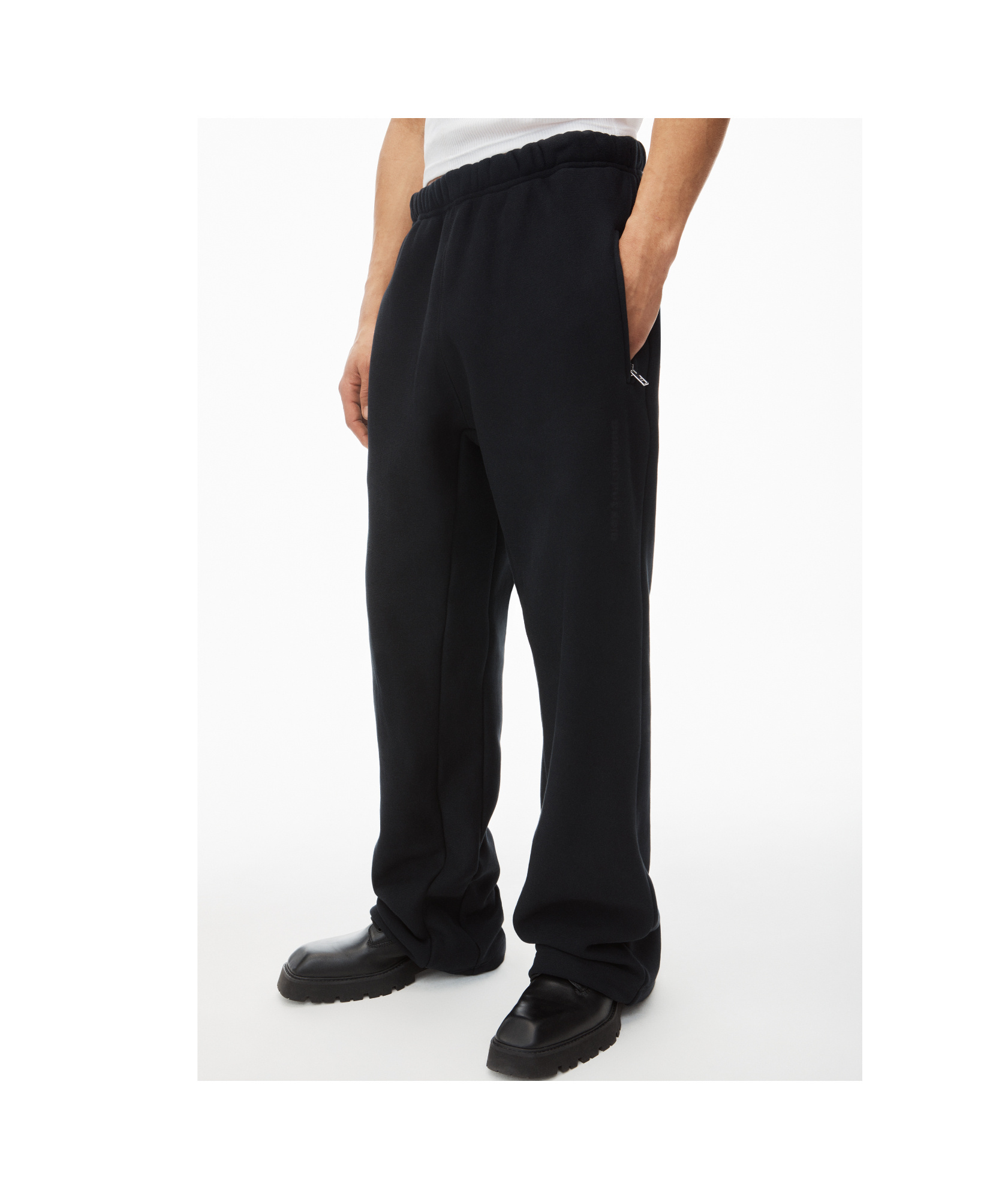 Alexander Wang Logo-embossed Straight-leg Track Pants In Black