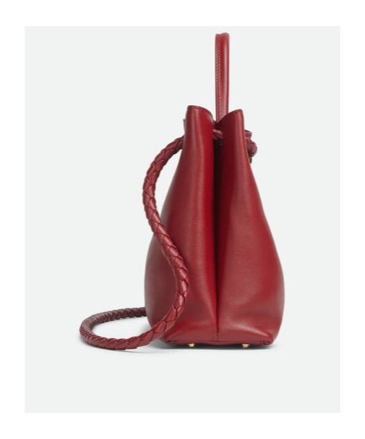 Bottega Veneta Andiamo Leather Top Handle Bag In Red
