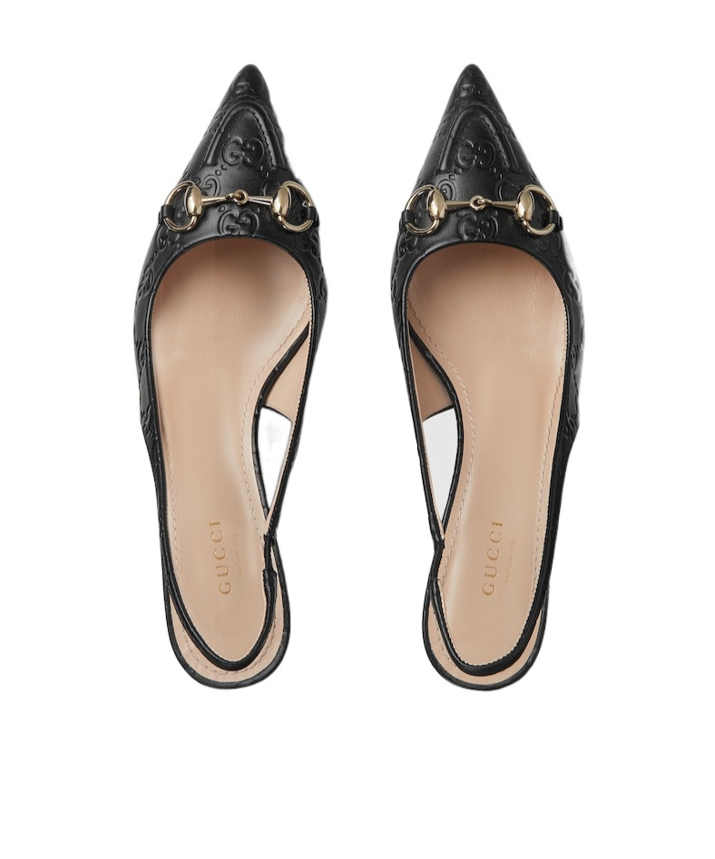Gucci Horse-collar Button Open-heel Shoes In Black