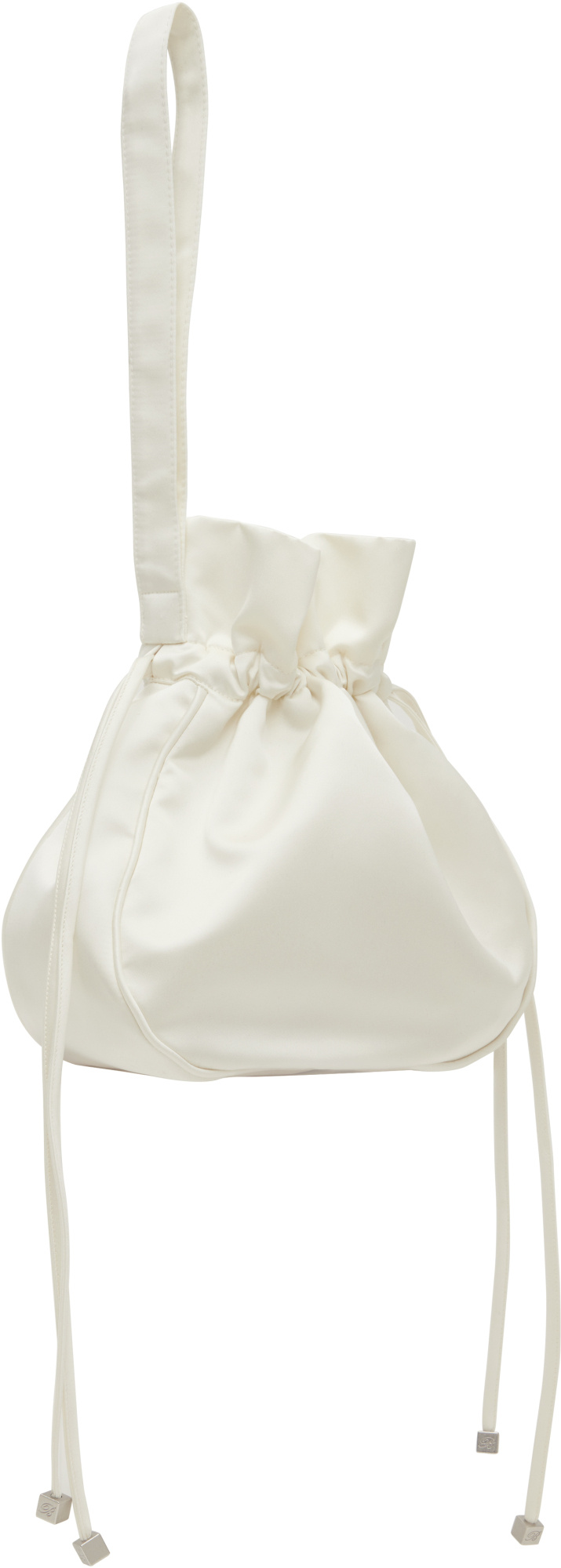 Blumarine Satin Clutch Bag With Rhinestone Logo In White