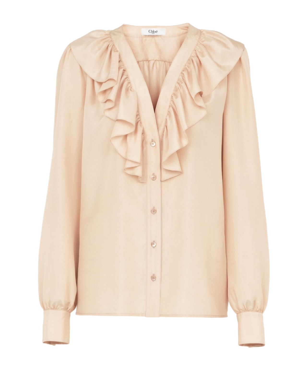Shop Chloé Satin Shirt In Biscuit Pink