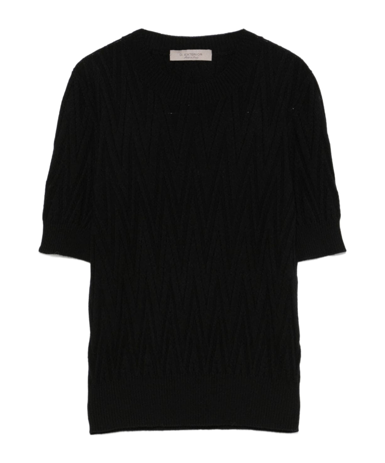 D Exterior Chevron-knit Sweater In Black