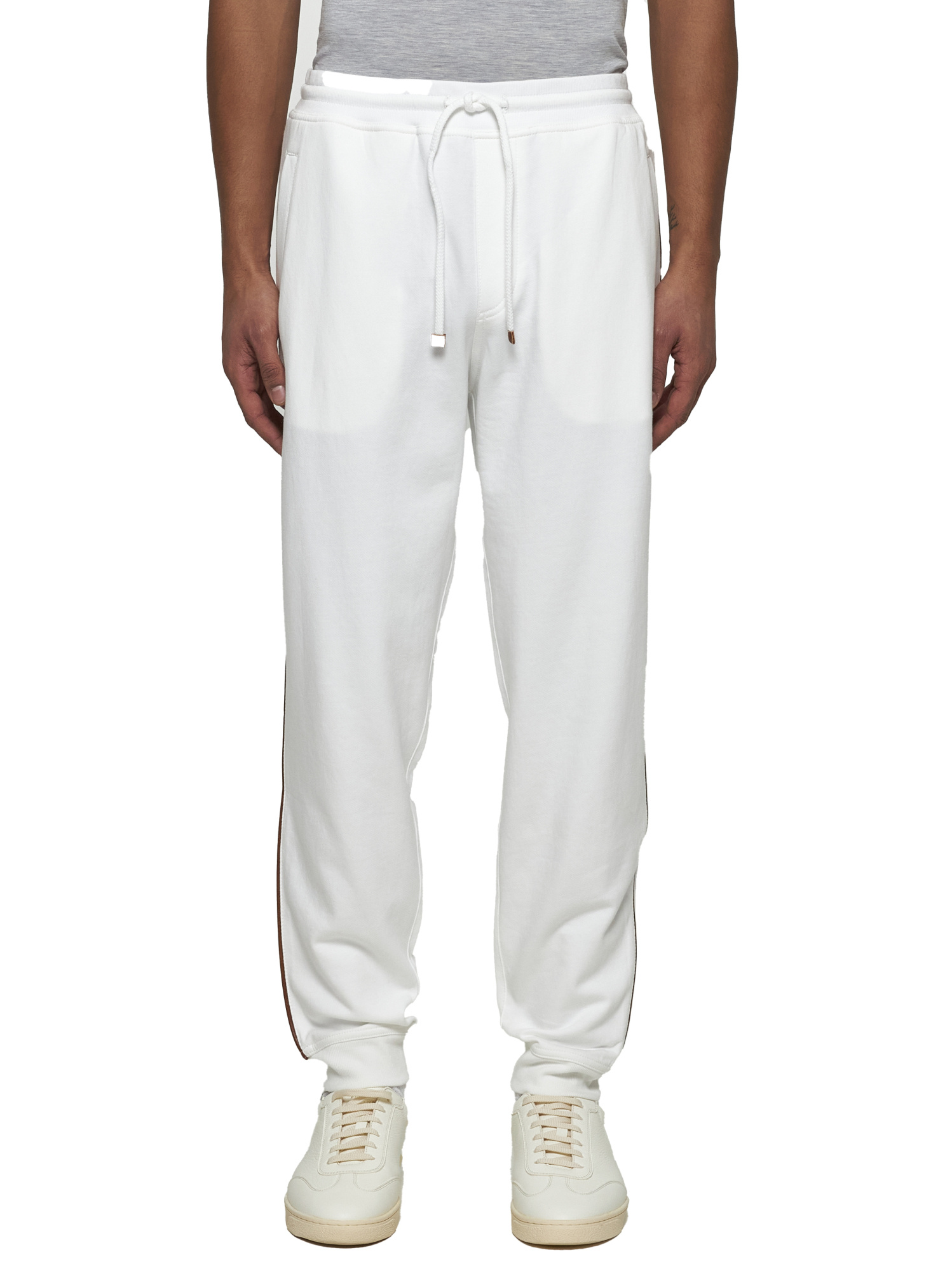 Brunello Cucinelli Piped-trim Sweatpants In White