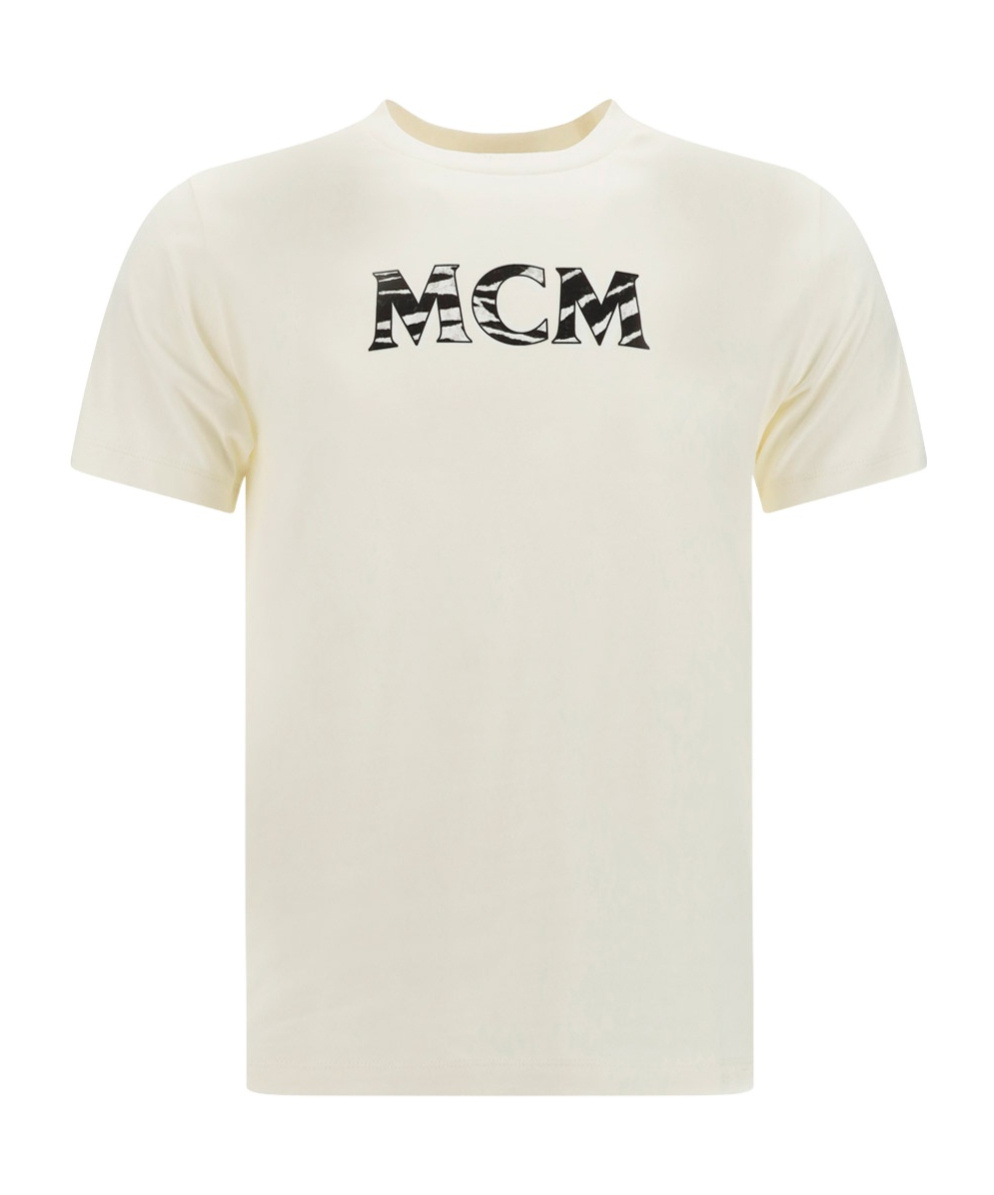 Mcm Logo Printed Crewneck T-shirt In White