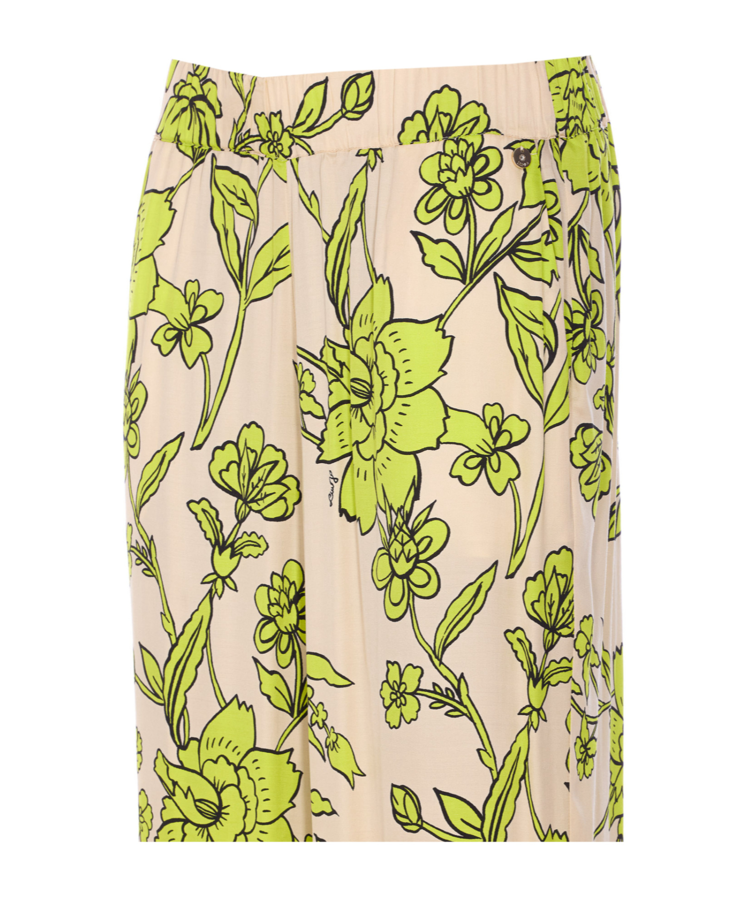 Liu •jo Elasticized Waist Floral Print Wide Leg Trousers In Neutral