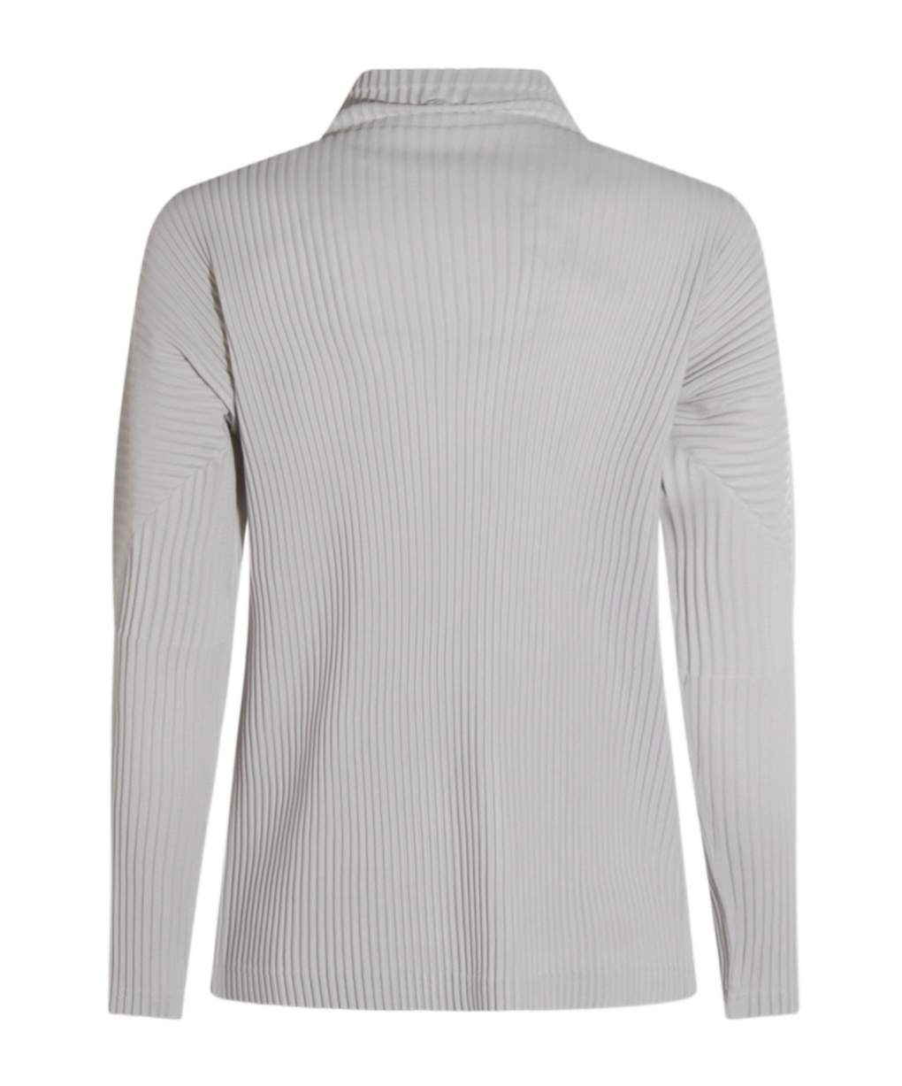 Issey Miyake Long Sleeve Ribbed High Neck T-shirt In Gray