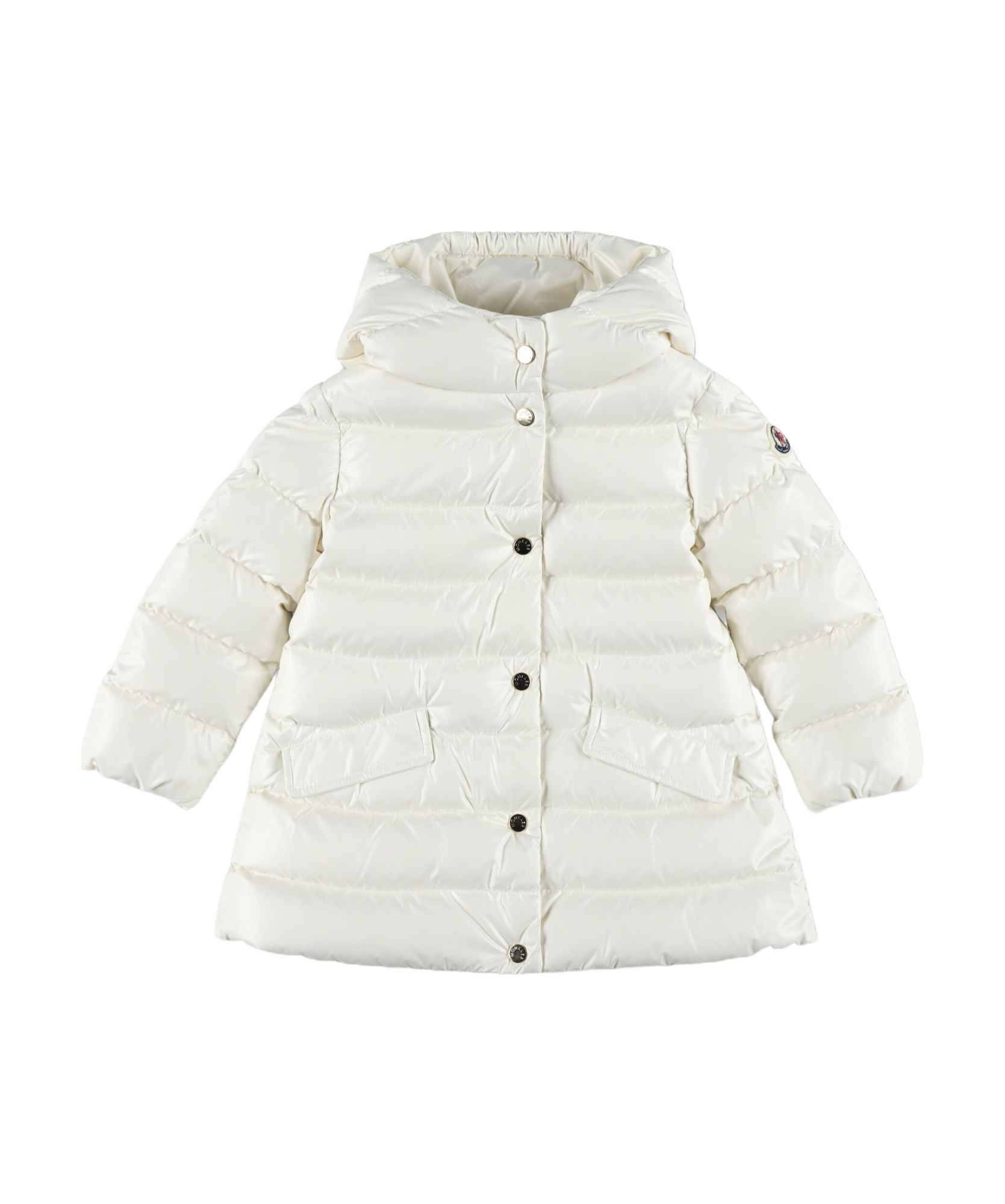 Moncler Enfant Logo Patch Hooded Coat In White
