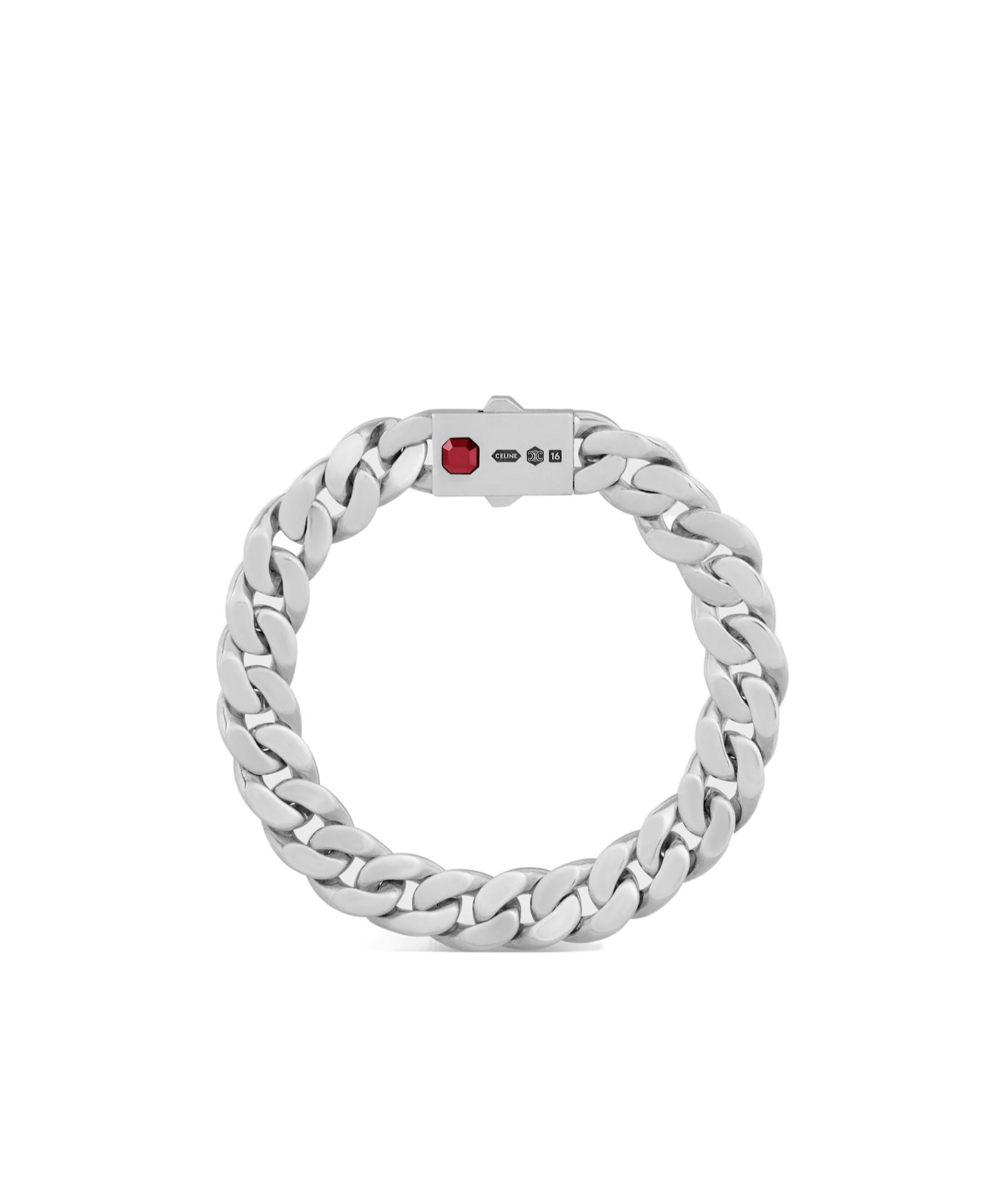 Celine Les Poinçons Bracelet In Sterling Silver And Garnet In Silver/red