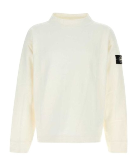 Stone Island Raw Beauty Cotton Sweatshirt In White