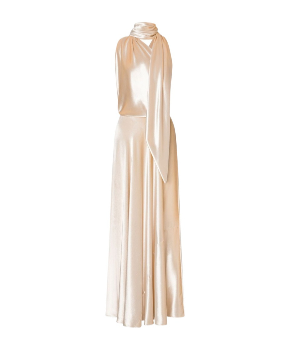 Alberta Ferretti Glossy Velvet One-shoulder Dress With Extra Fabric In Neutral