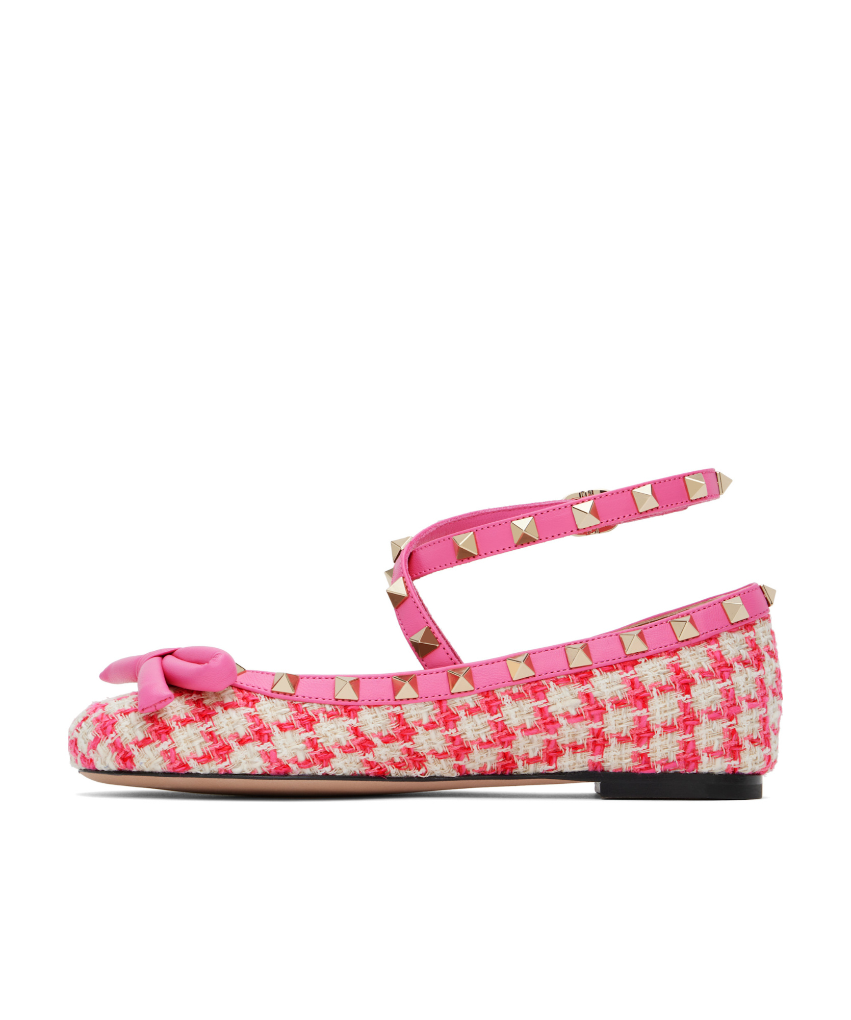 Valentino Round Head Ballet Shoes In Pink