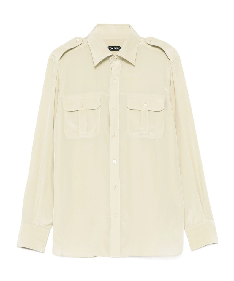 Tom Ford Oversized Silk Shirt In Neutral