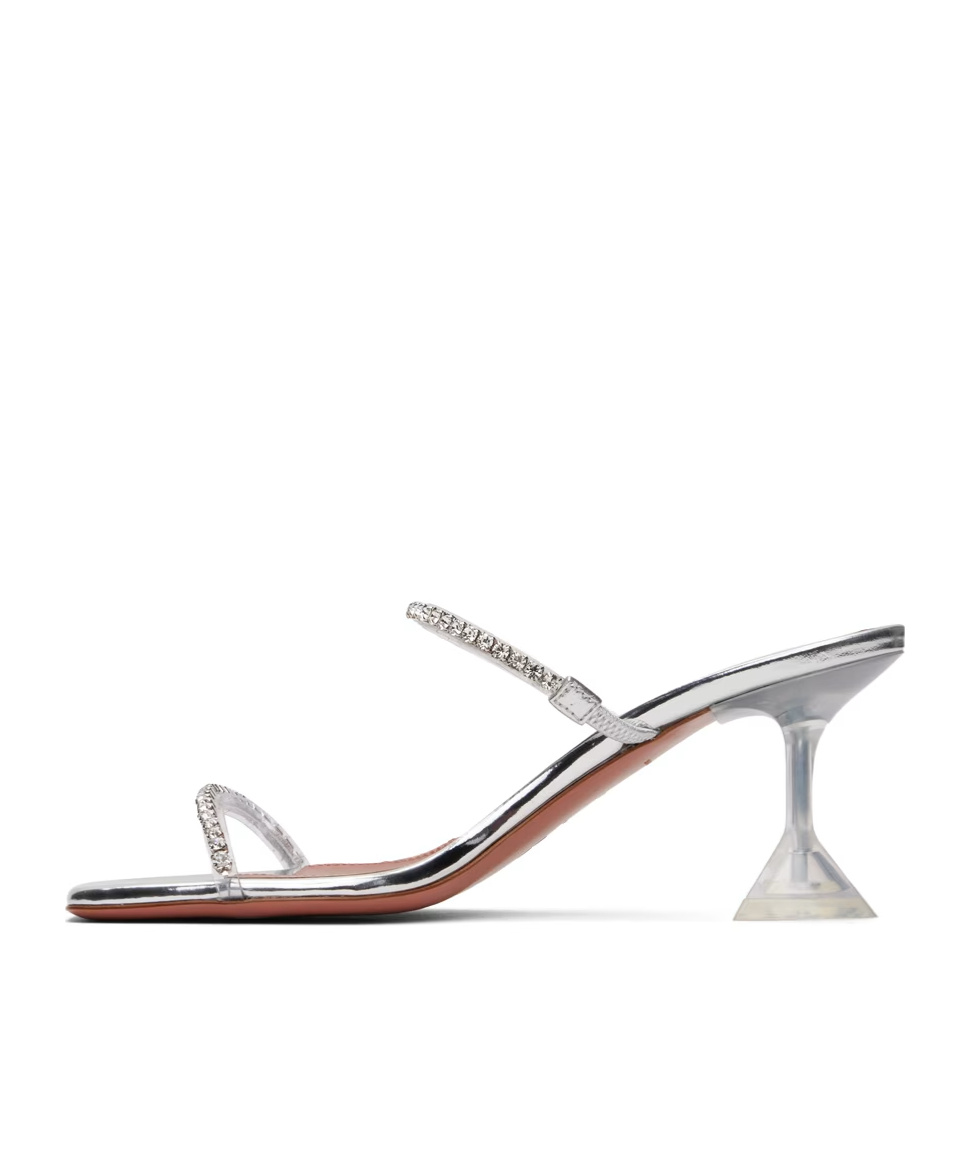 Amina Muaddi Transparent Gilda Glass 70 High-heeled Sandals In Multicolor