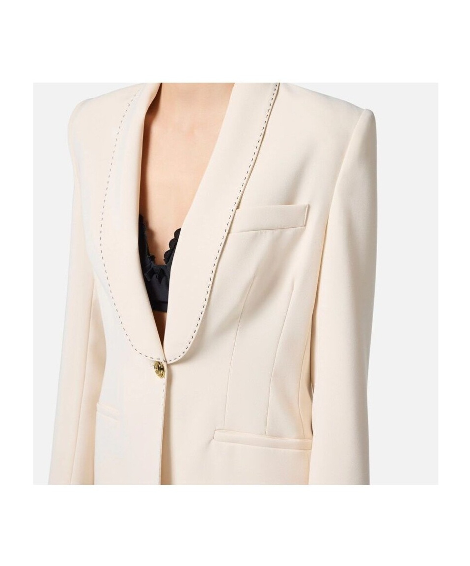 Elisabetta Franchi Single-breasted Jacket Tailored Silhouette In Nude