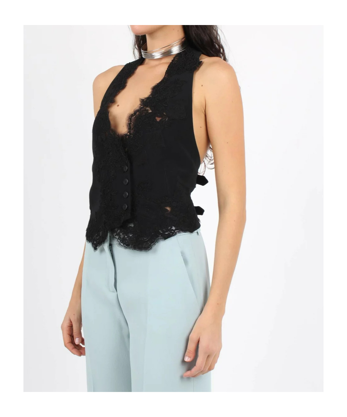 Ermanno Scervino Laced Open Back Vest In Black