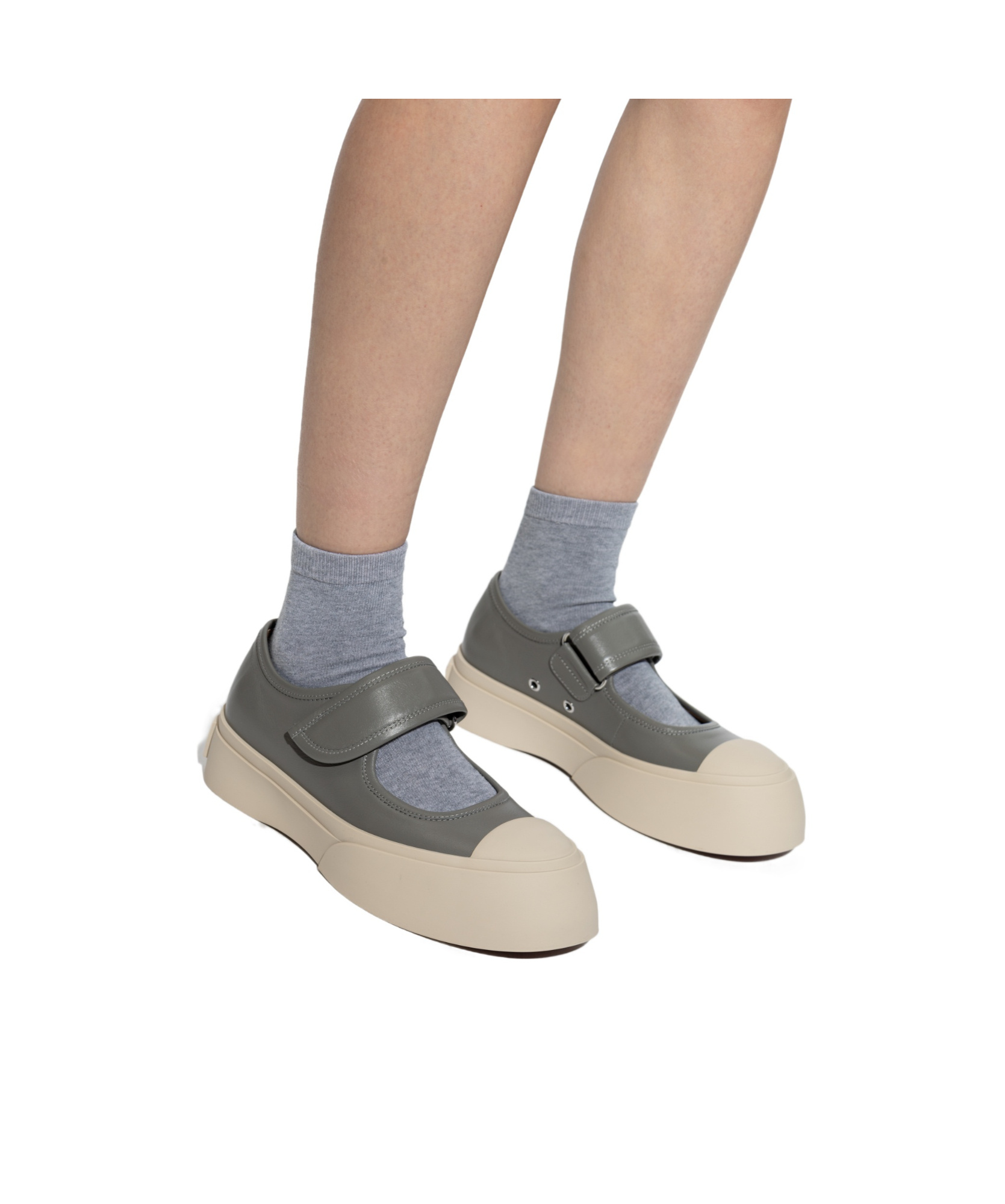 Marni Round Head Mary Jane Shoes In Nude