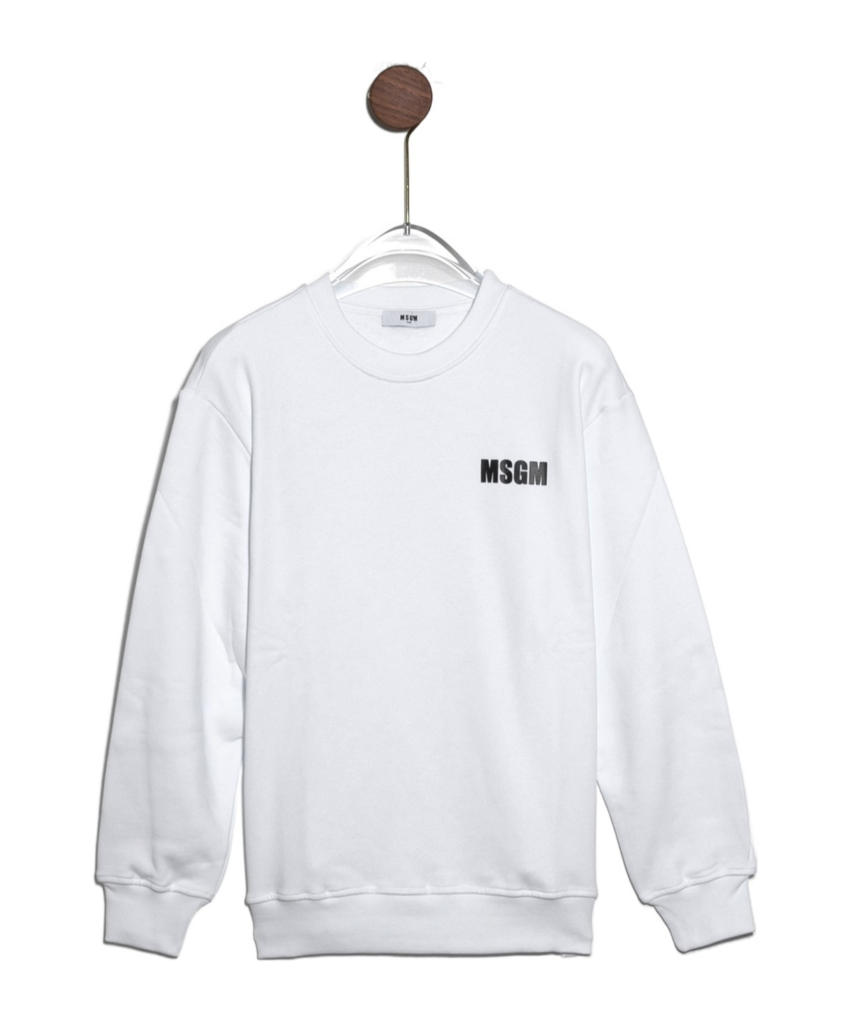 Msgm Round Collar Printed Sweatshirt In White