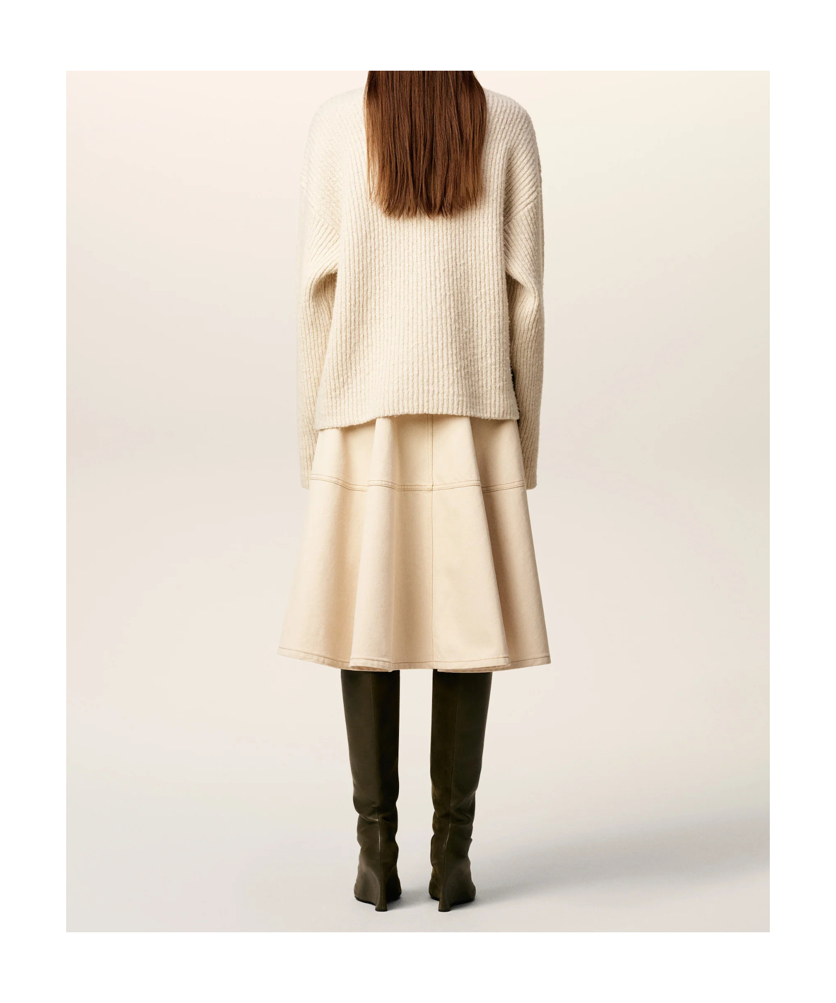 Ami Alexandre Mattiussi Merino Wool Sweater With Silhouette In Neutral