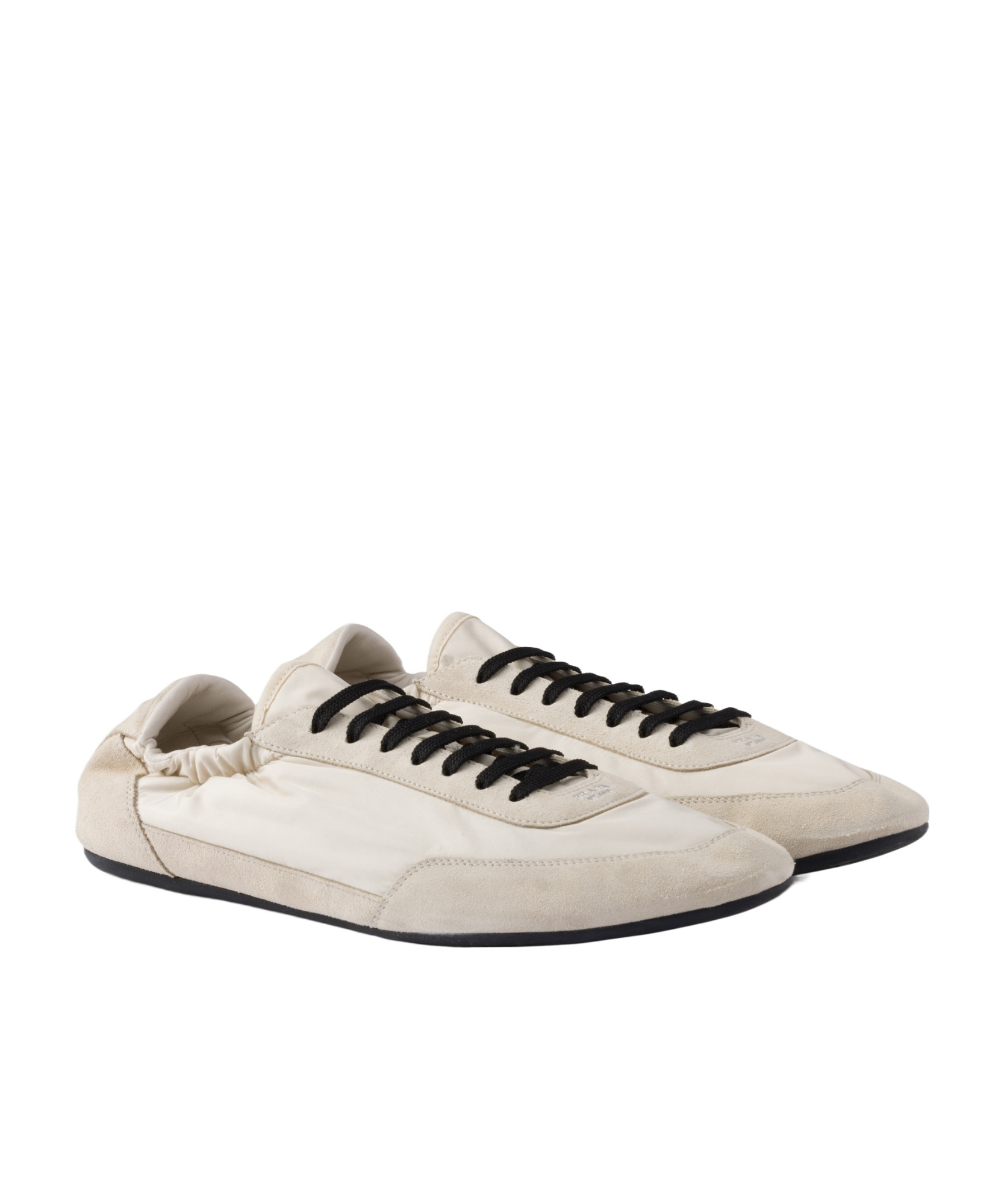 Prada Collapse Lace-up Sneakers In Nude