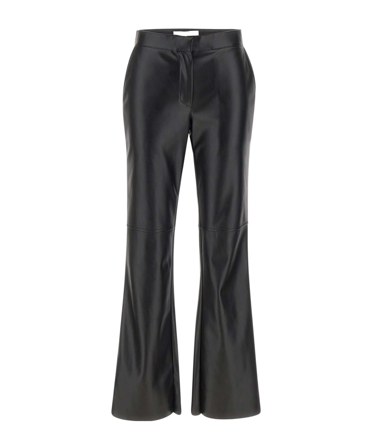 Kaos Faux-leather Flared Trousers In Black
