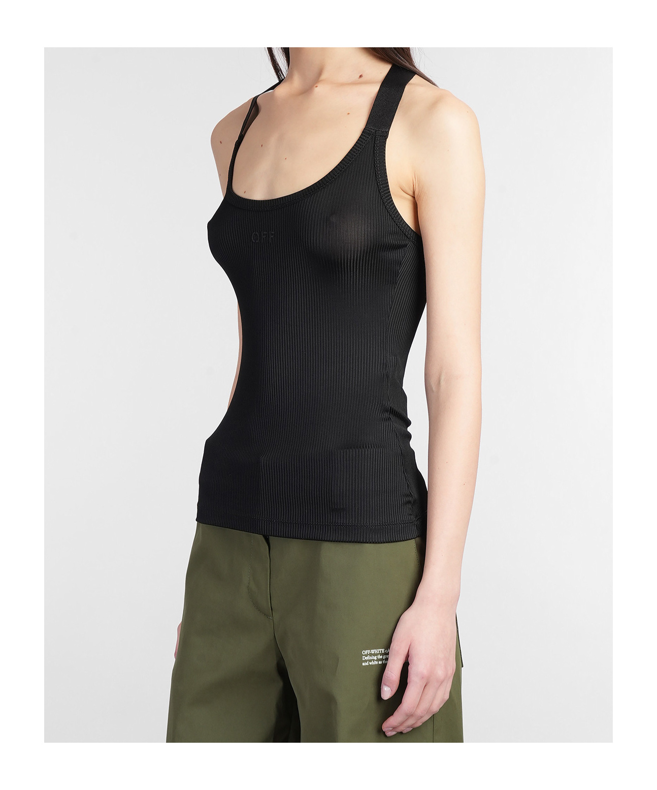 Off-white Round Collar Sleeveless Vest In Green