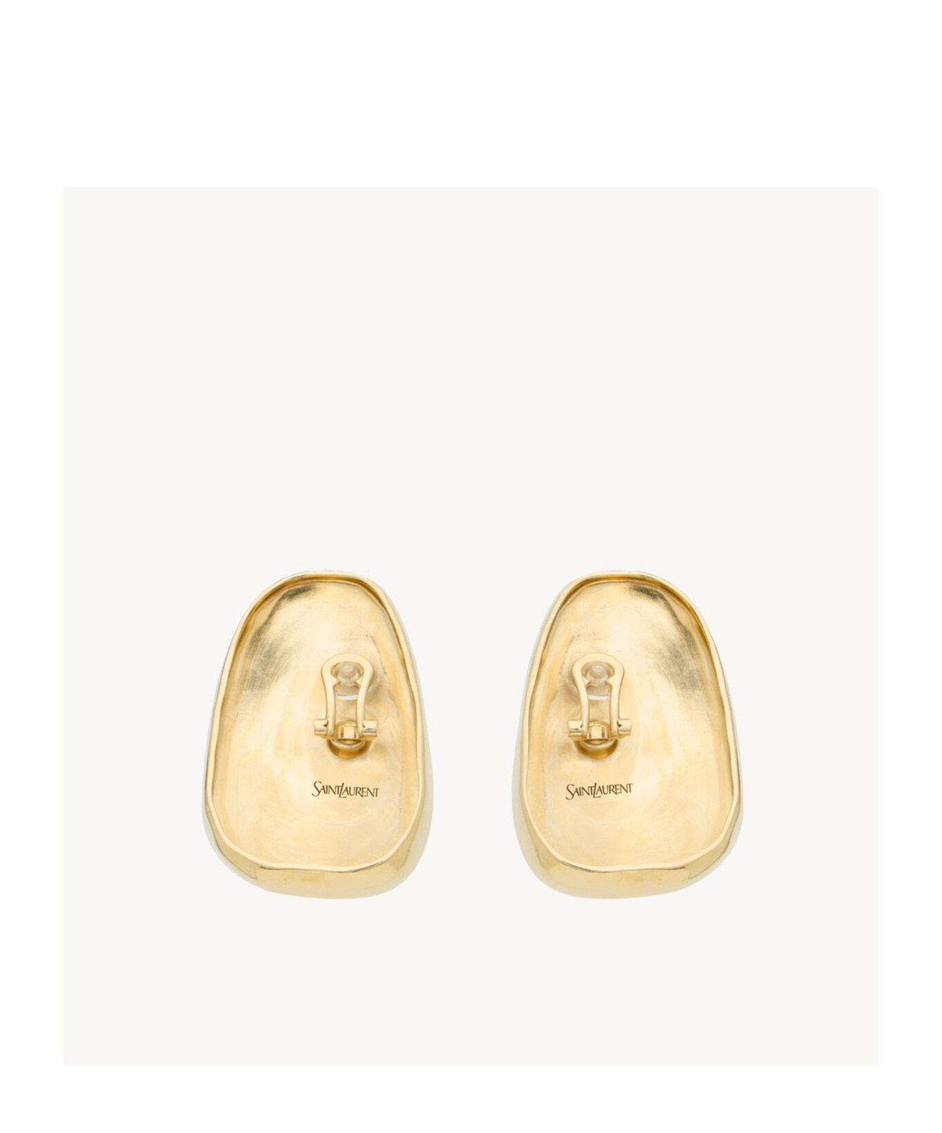 Saint Laurent Resin And Metal Cabochon Earrings In Burgundy Red/brass Gold