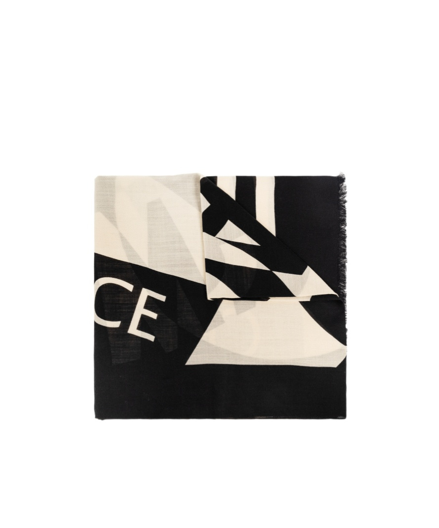 Ferragamo Logo Pattern Scarf In Black