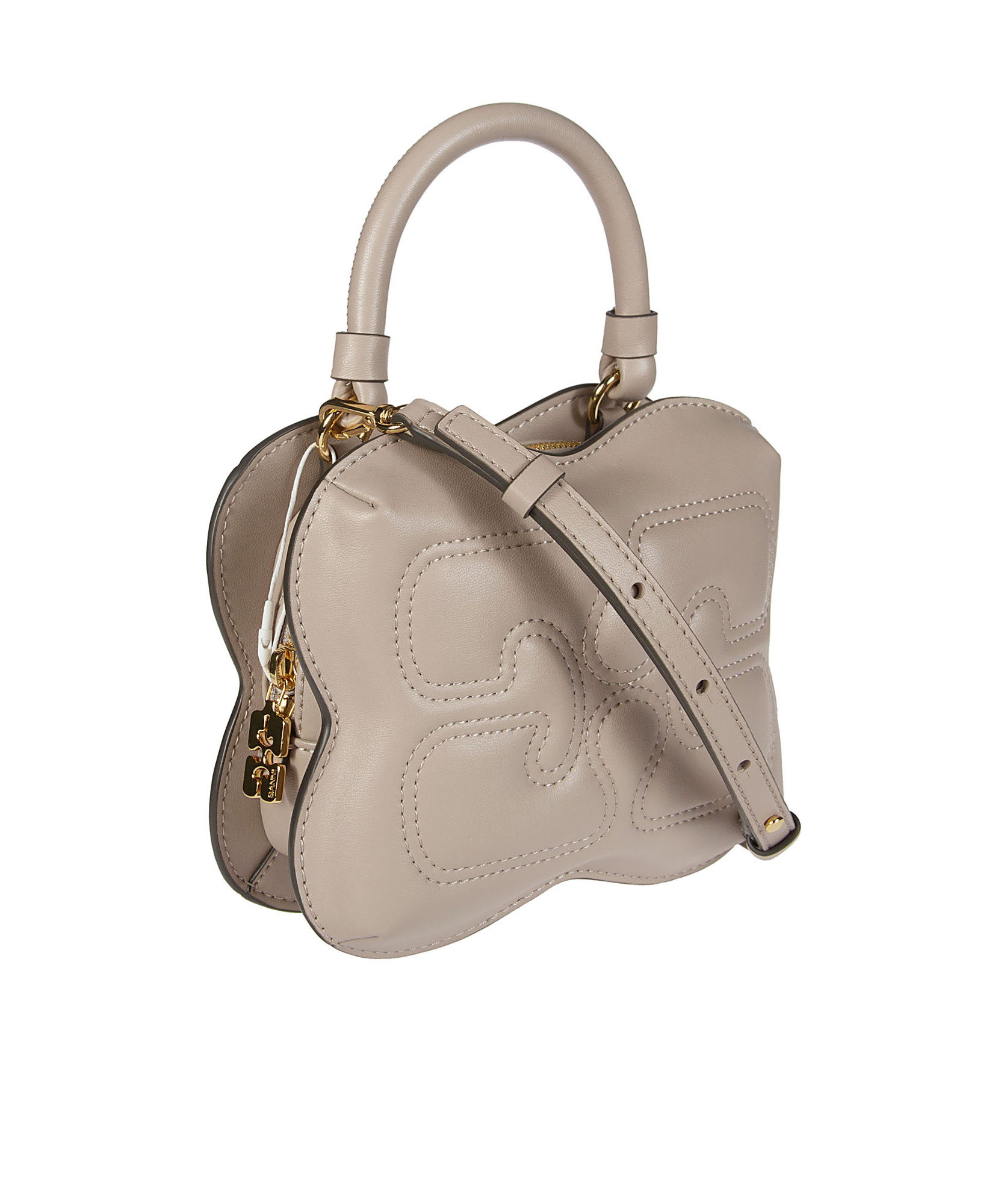 Ganni Pattern Shoulder Bag In Nude