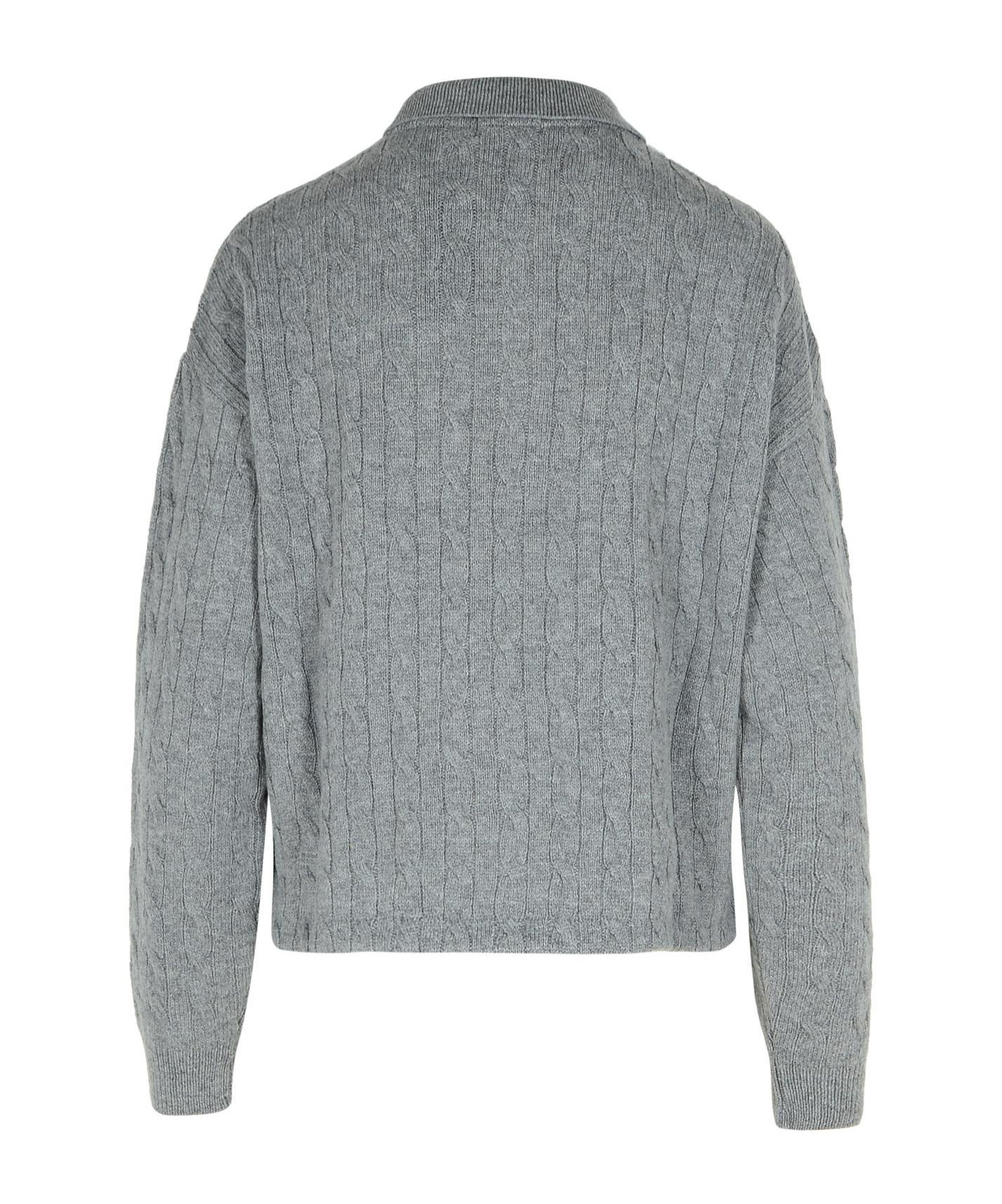 Polo Ralph Lauren Ralph Lauren Gray Wool And Cashmere Braided Polo Shirt In Gray