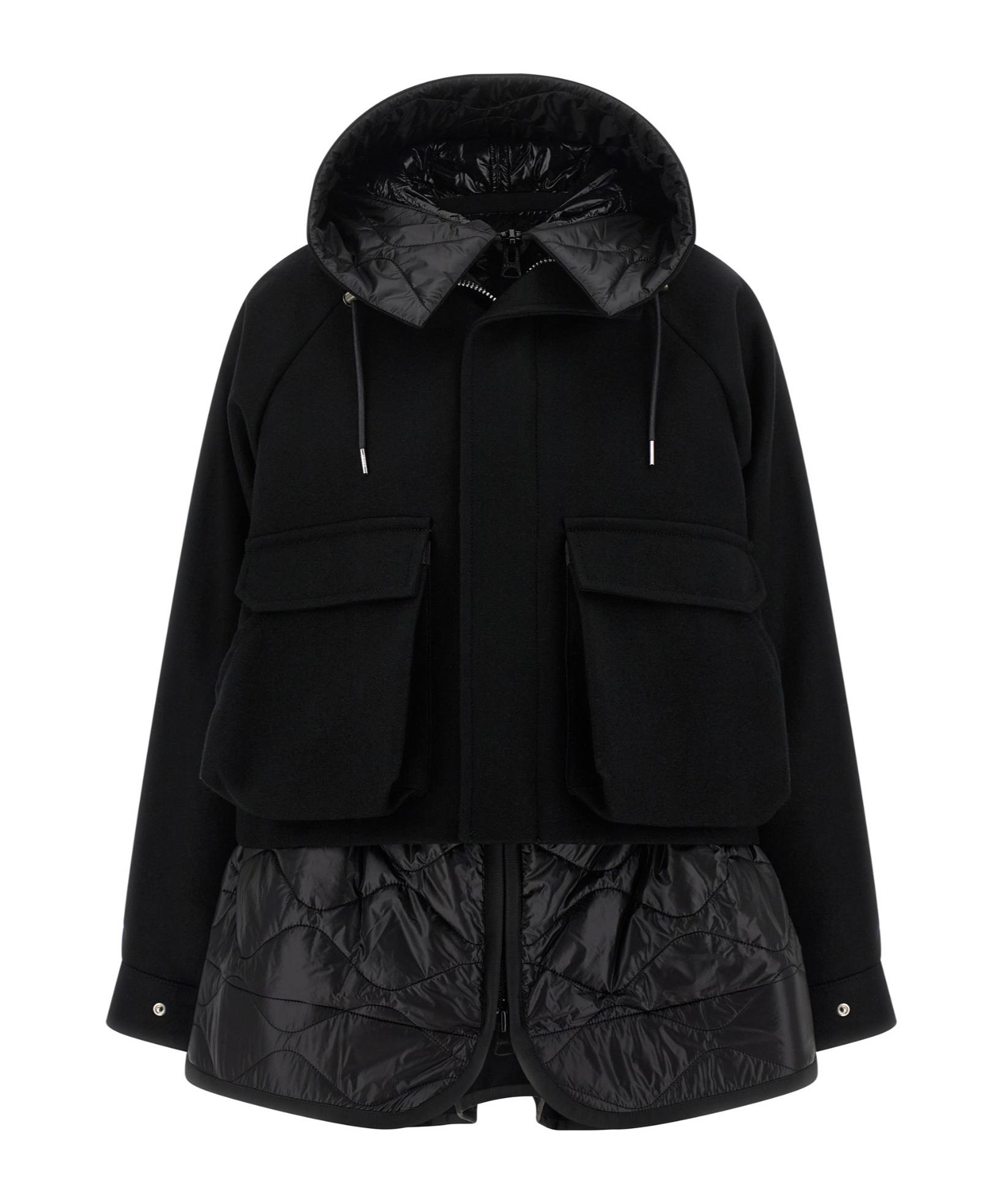 Sacai Wool Melton Blouson In Black