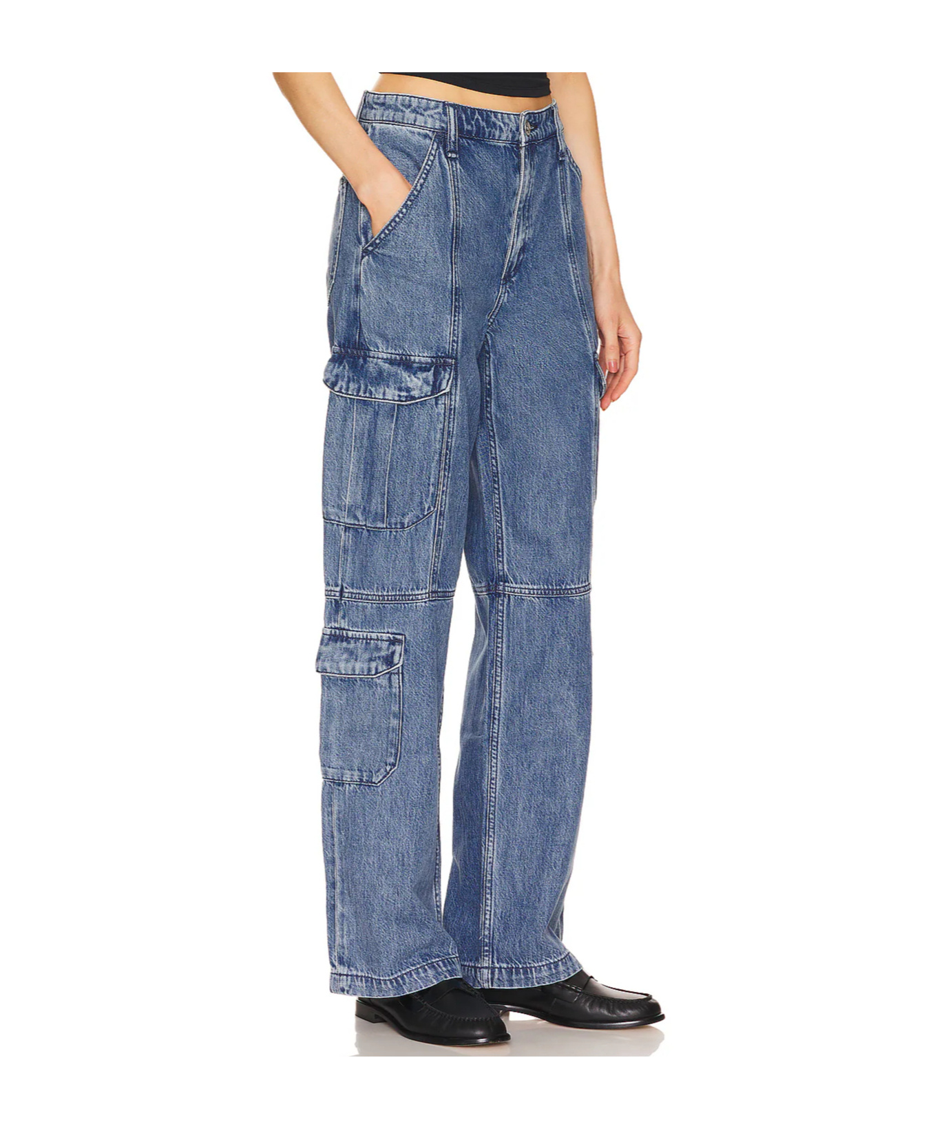 RAG & BONE BELT LOOP WAIST LOGO DECKED JEANS PANTS