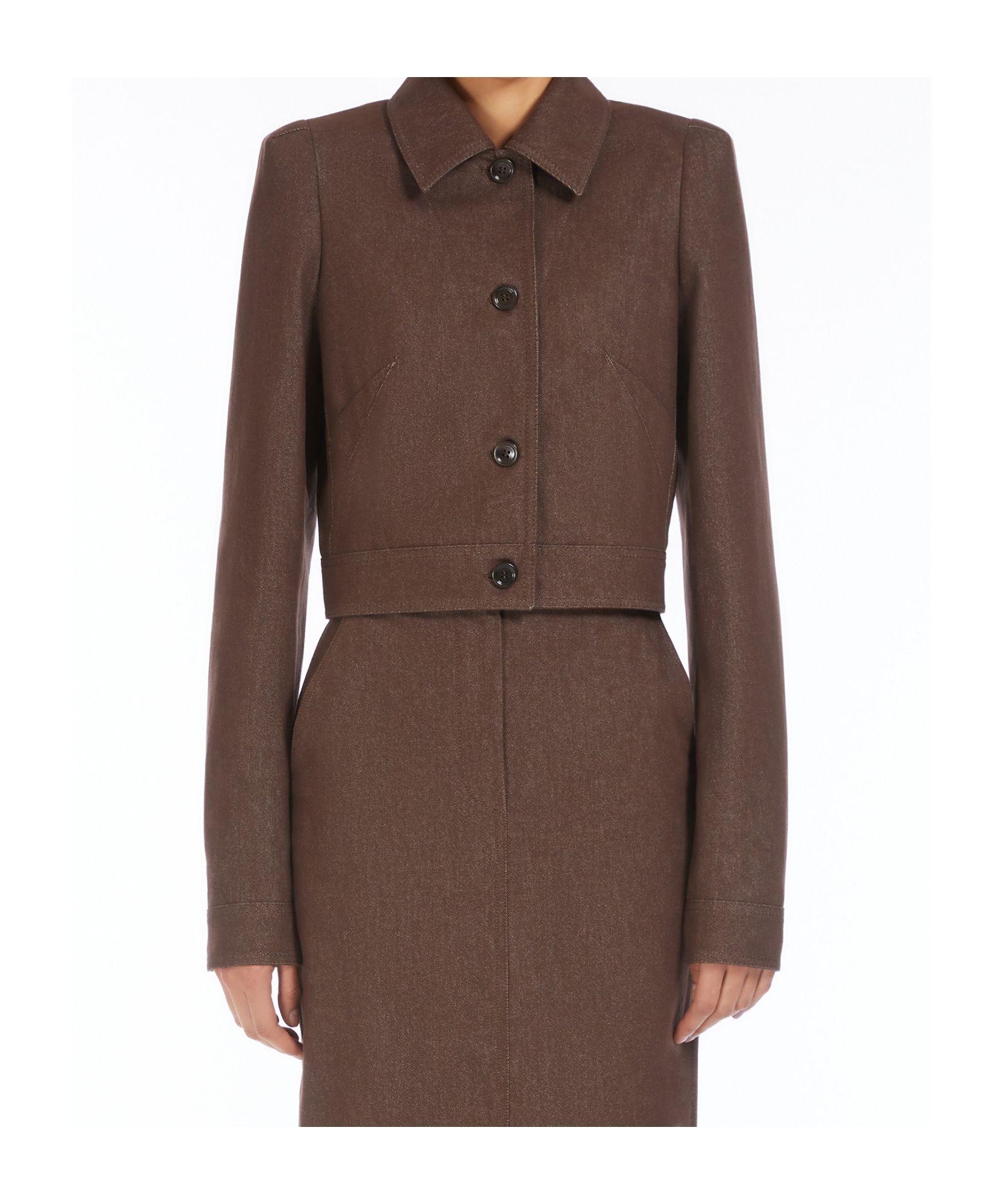 Max Mara Belted Jacket With Buttoned Cuffs And Epaulettes In Brown