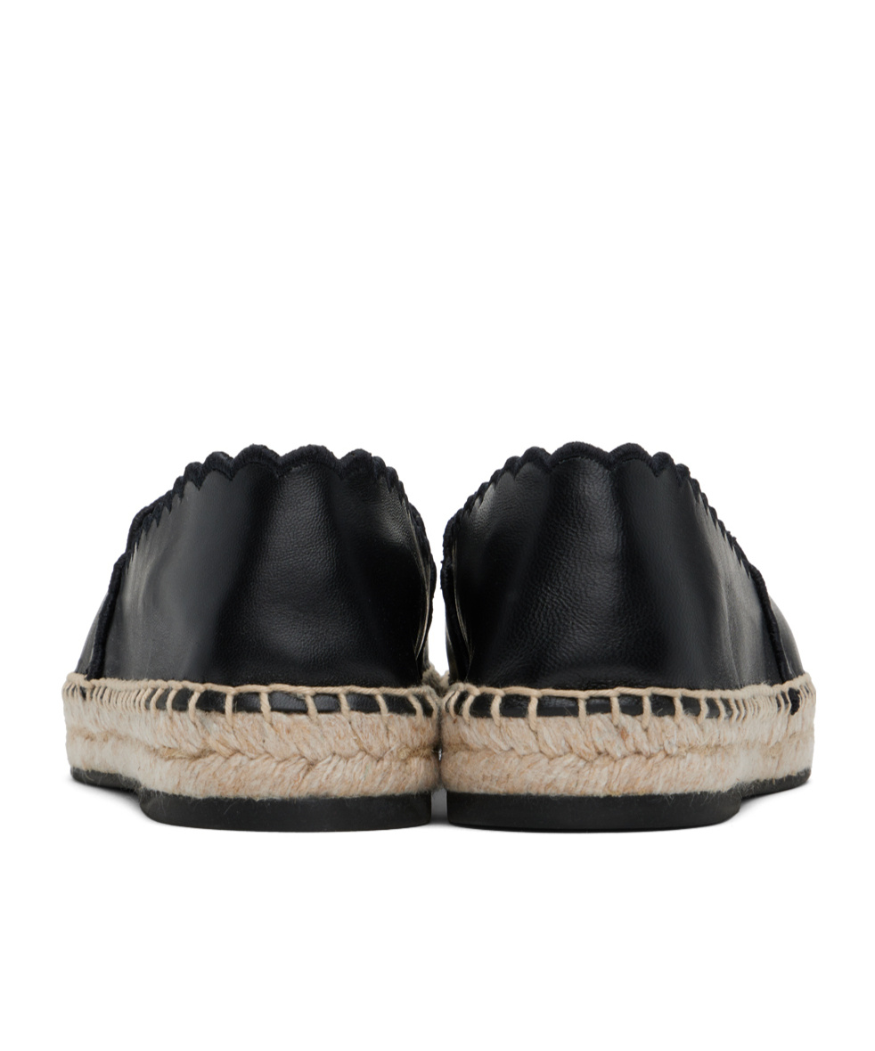 Chloé Womens Chloe Isla Logo-embossed Leather Espadrilles In Black