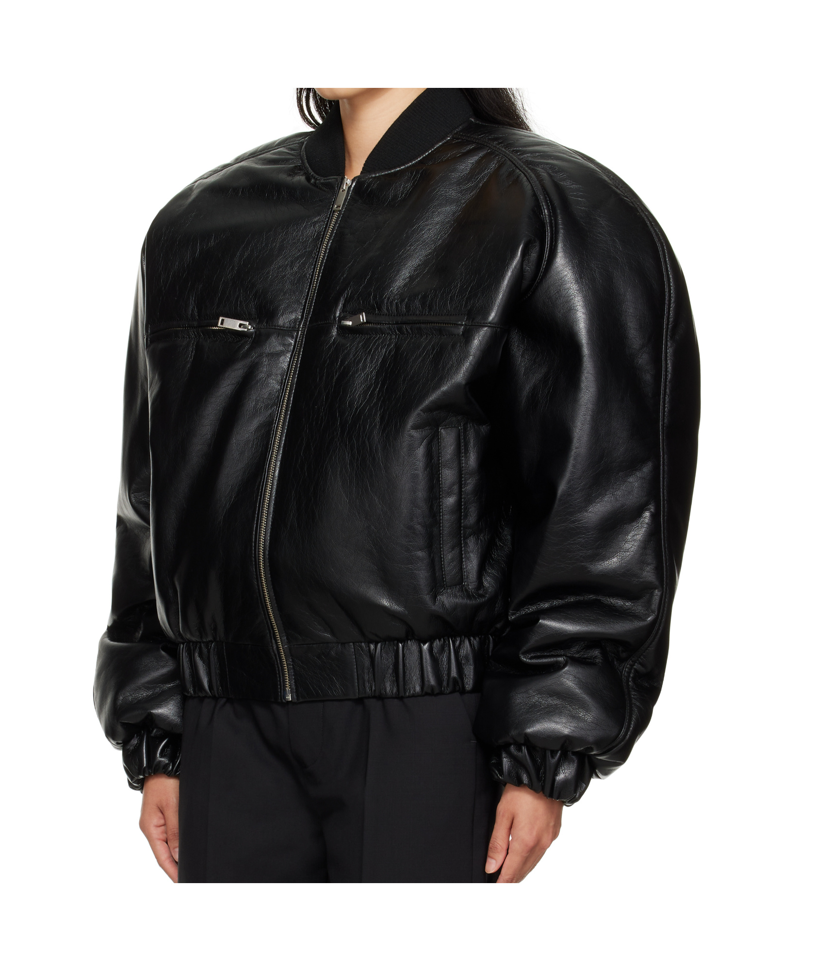 Lu'u Dan Riot Synthetic Leather Bomber Jacket In Black