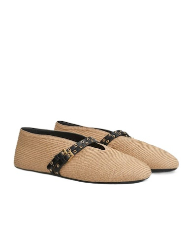 Alaïa Paper Straw Flat Ballerinas Scarpe Basse Beige In White