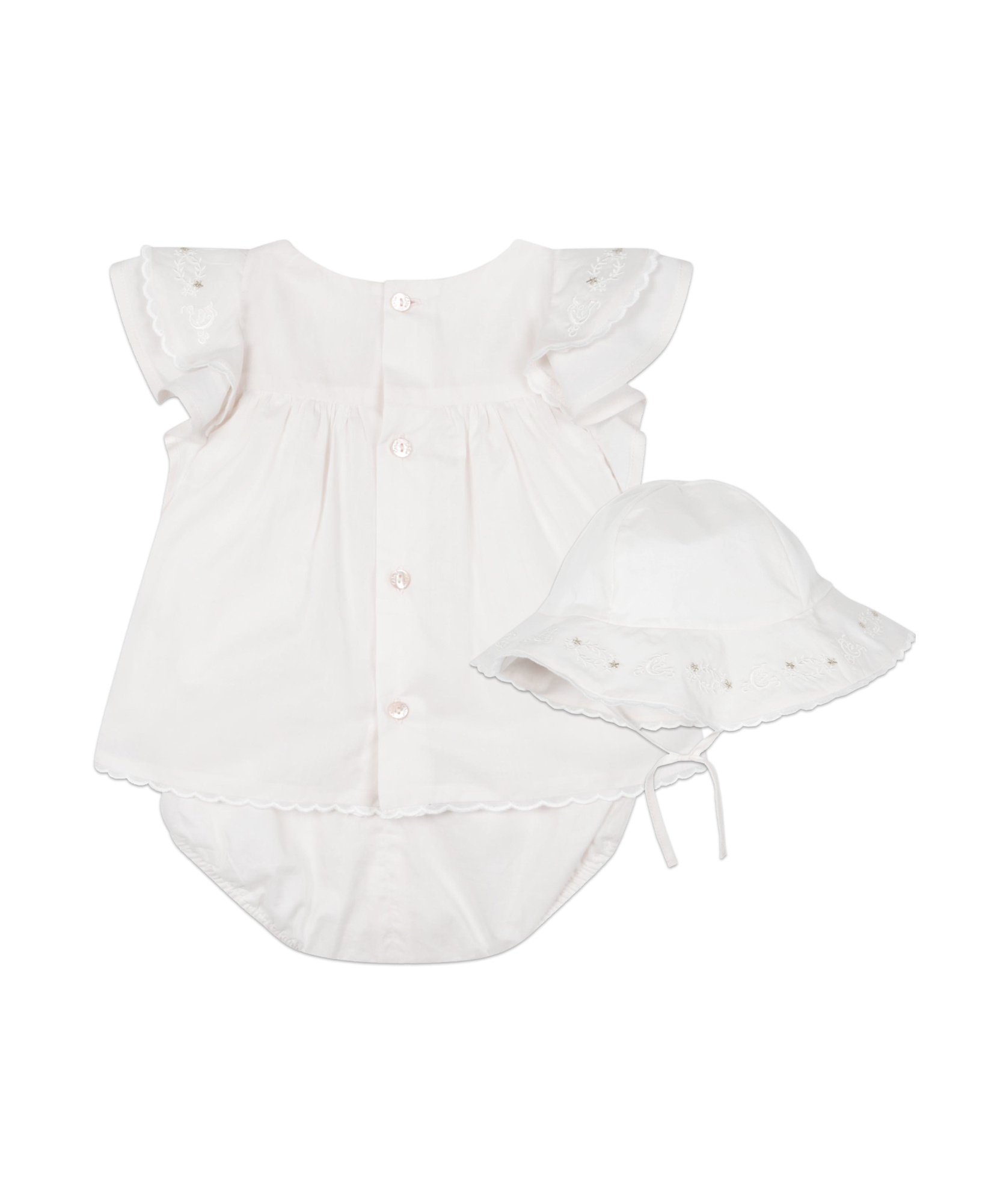 Chloé Floral-embroidered Dress Set In White