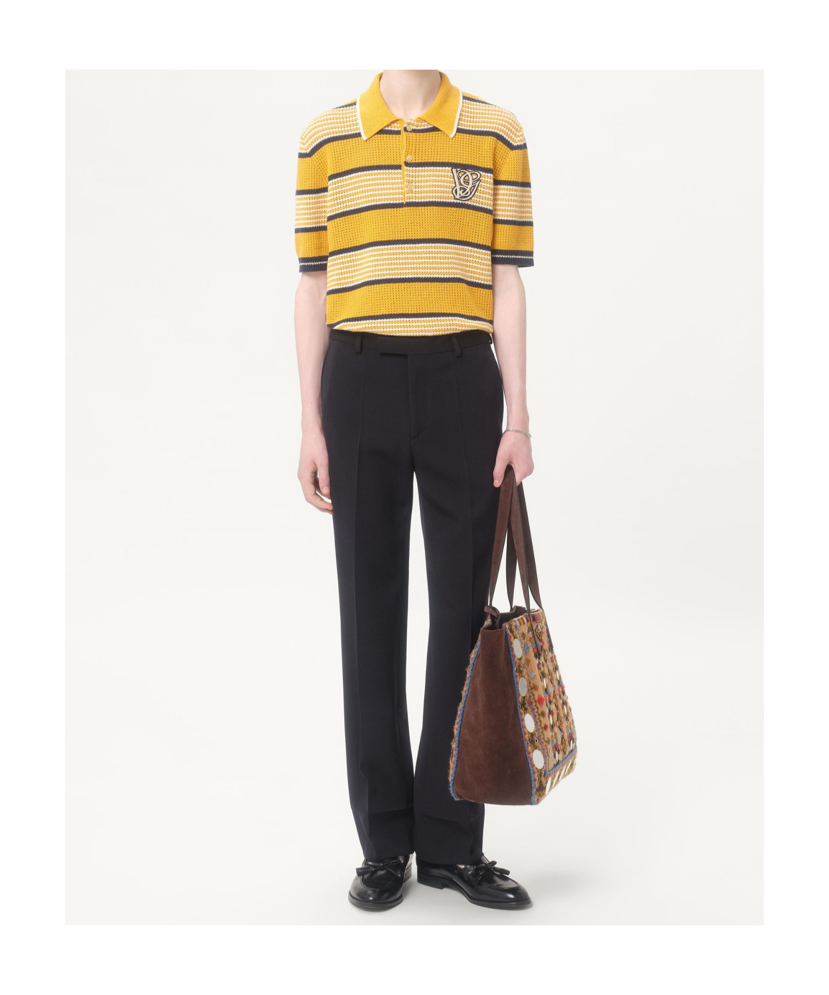 Valentino Long-sleeved Linen And Cotton Polo Shirt With Vg Patch